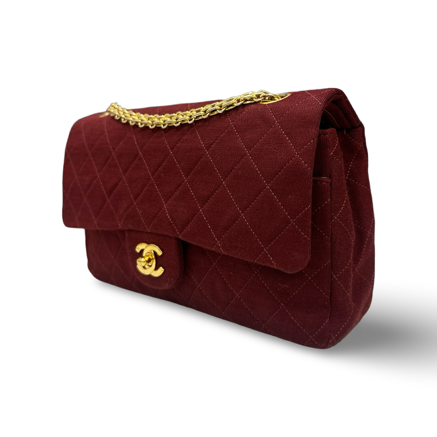 Chanel Quilted Suede Double Flap Bag - GHW / Burgundy