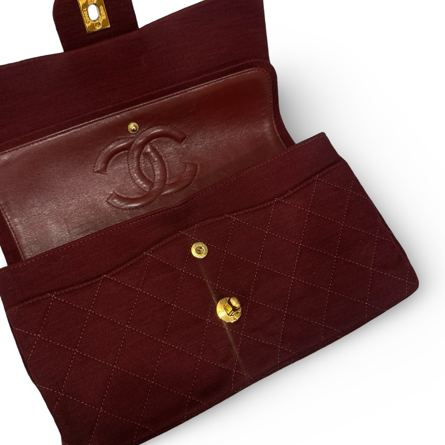Chanel Quilted Suede Double Flap Bag - GHW / Burgundy