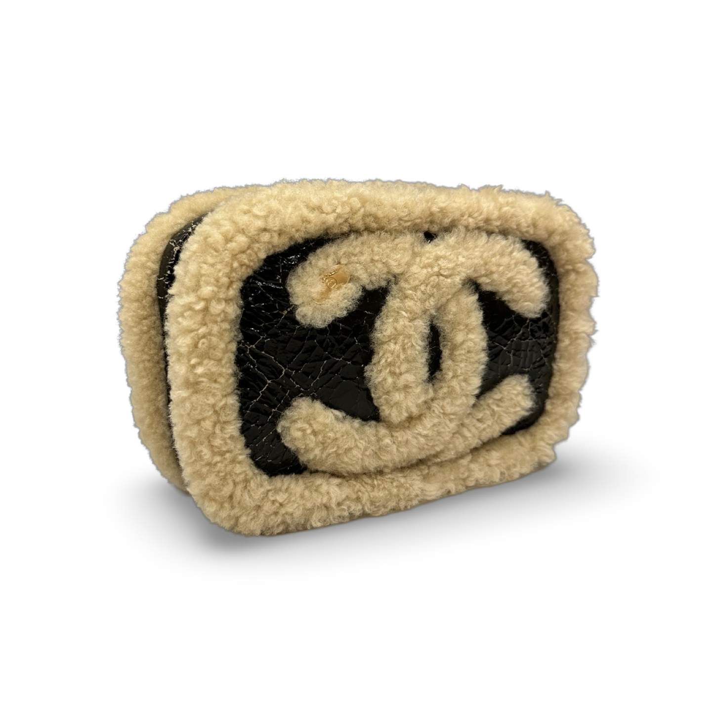 Chanel 羊絨皮革泰迪相機包 – 黑色 / 米色