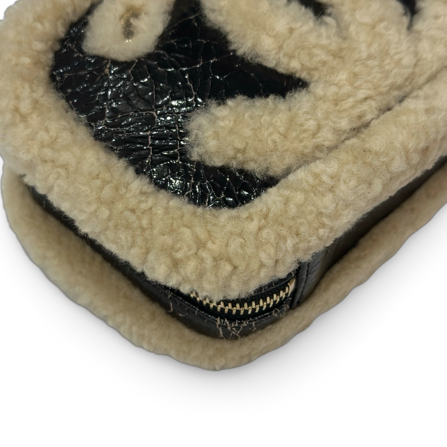 Chanel 羊絨皮革泰迪相機包 – 黑色 / 米色
