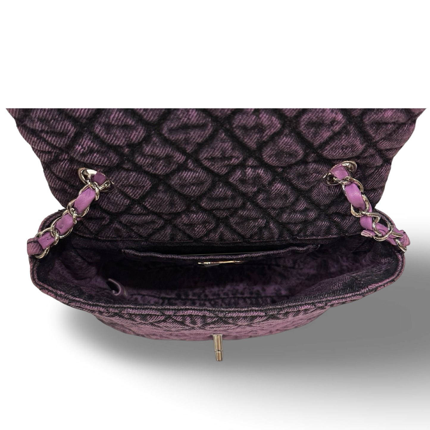 Chanel Quilted Denim Square Bag - Sliver / Purple