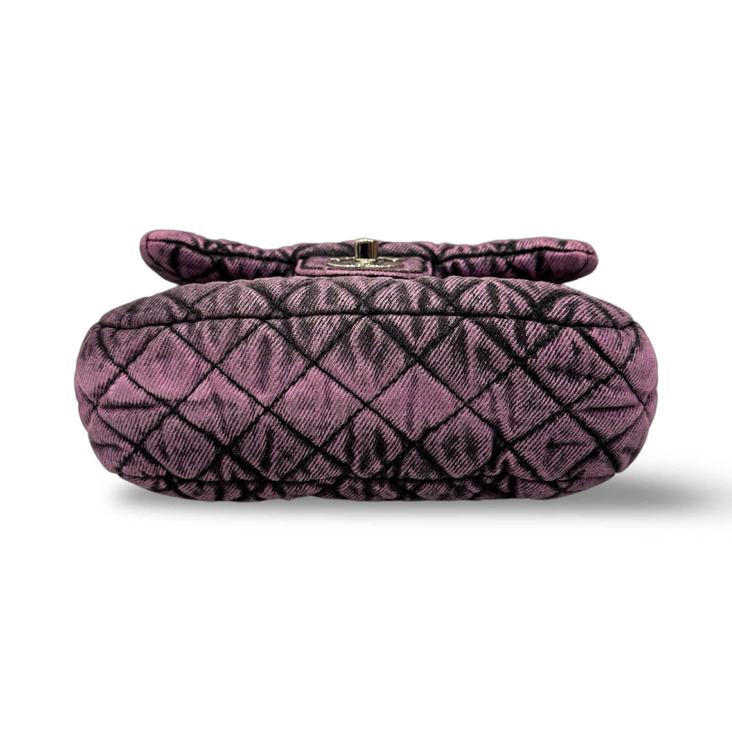 Chanel Quilted Denim Square Bag - Sliver / Purple