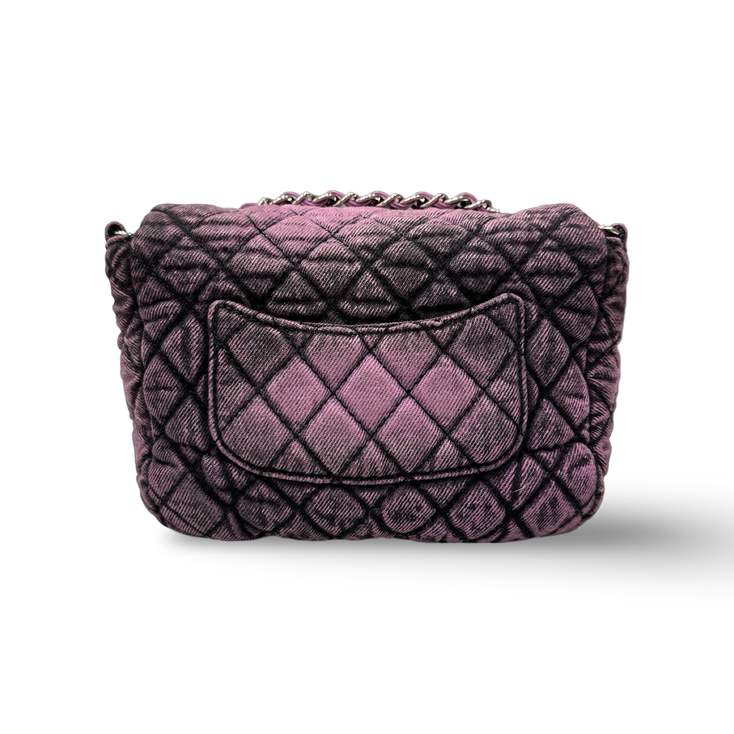 Chanel Quilted Denim Square Bag - Sliver / Purple