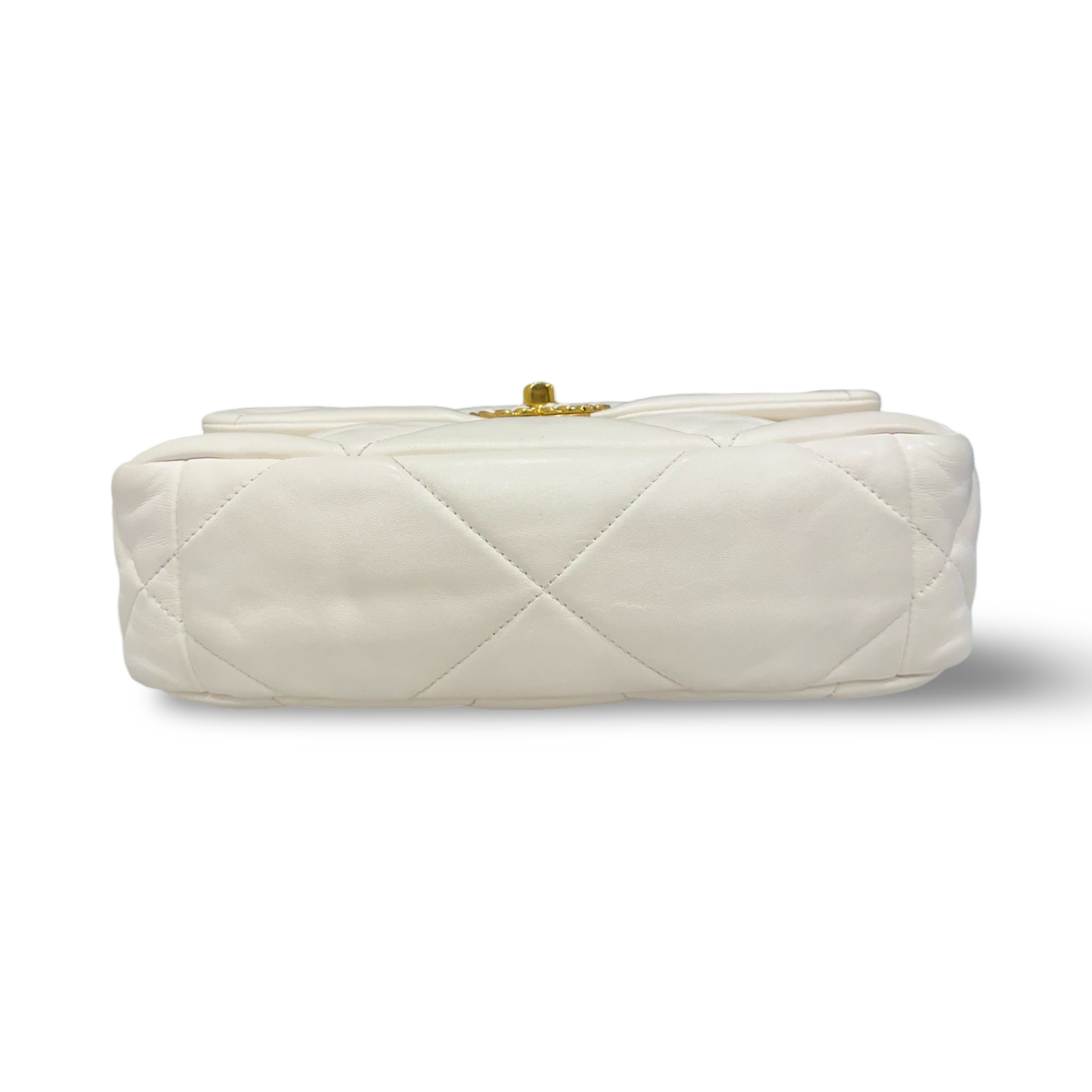 Chanel Quilted Lambskin Small 19 Bag - Silver and Gold Hardware / White
