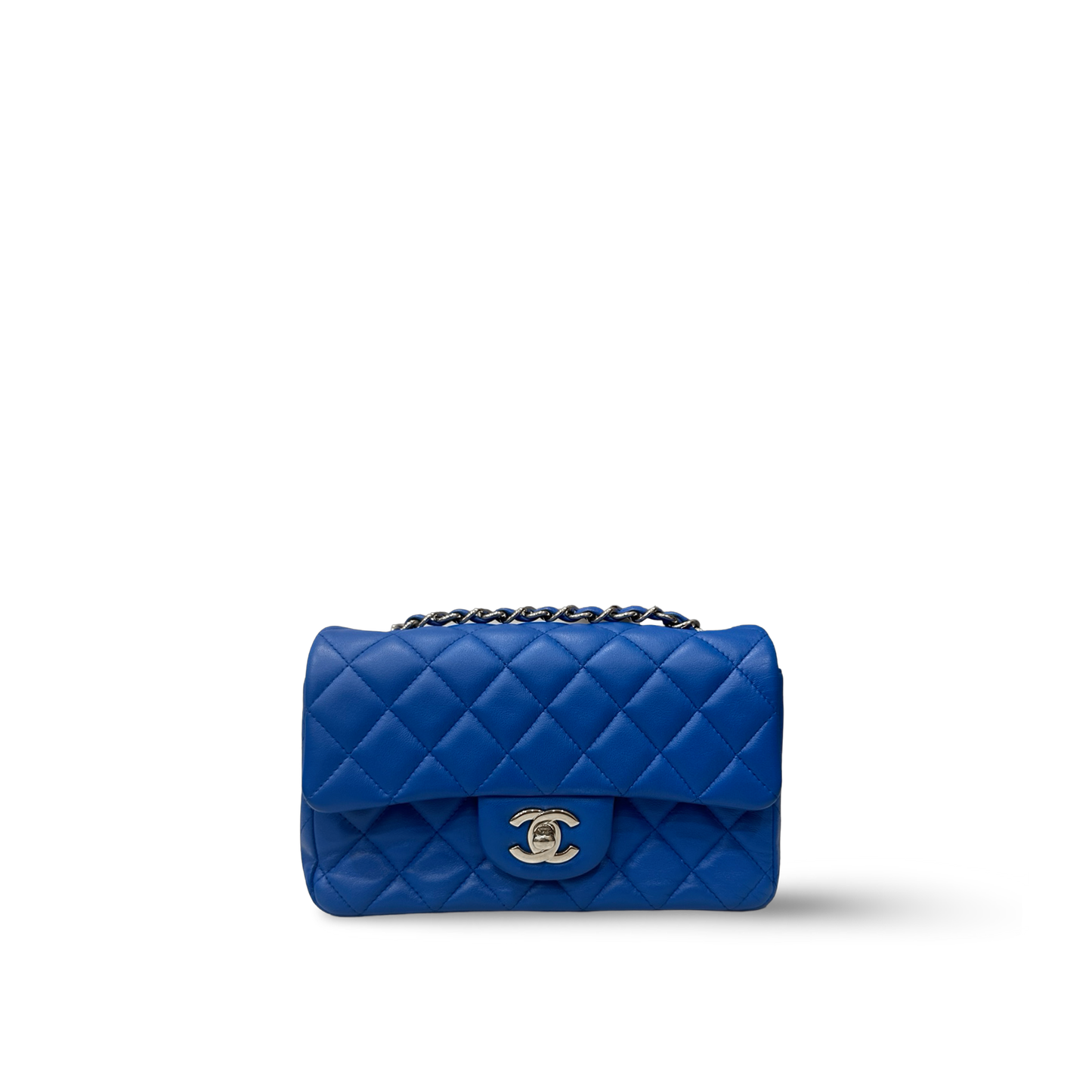 Chanel Quilted Lambskin Rectangular Mini Single Flap - SHW / Royal Blue