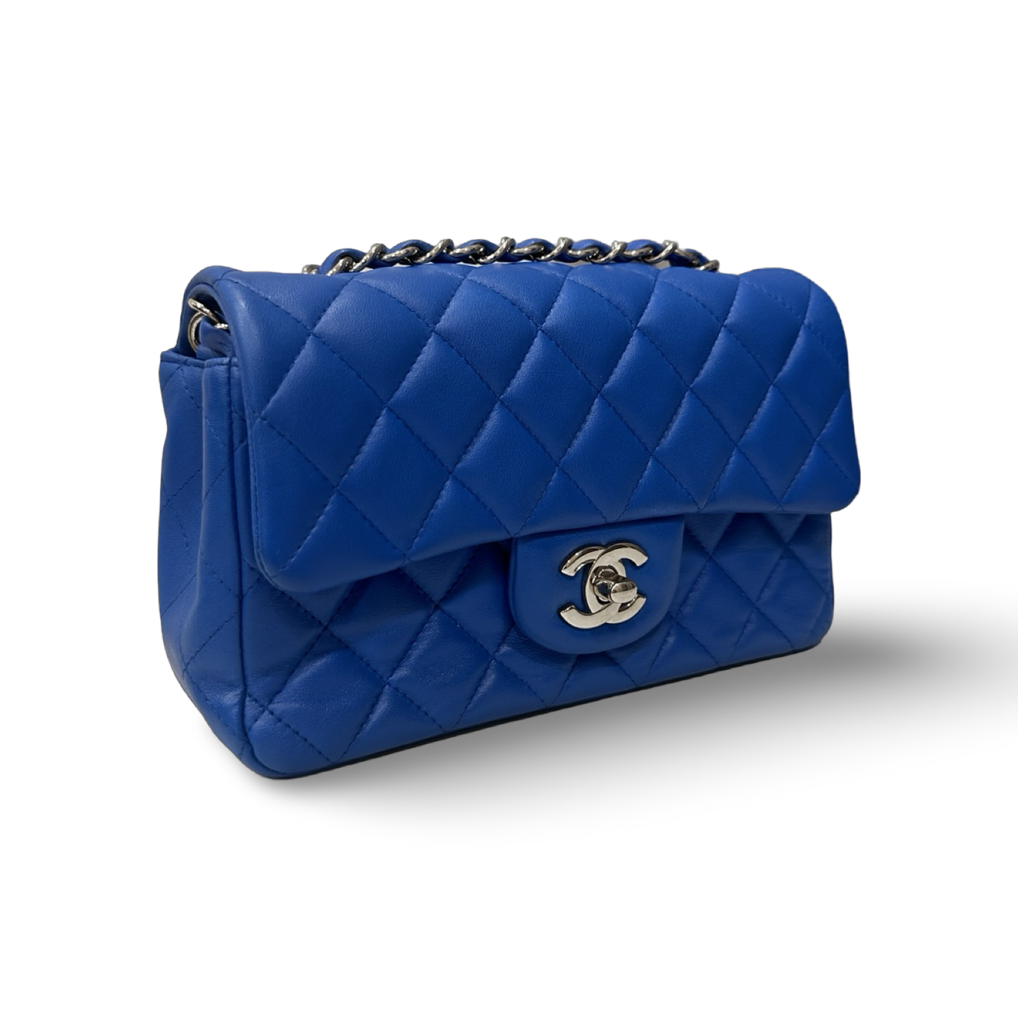Chanel Quilted Lambskin Rectangular Mini Single Flap - SHW / Royal Blue