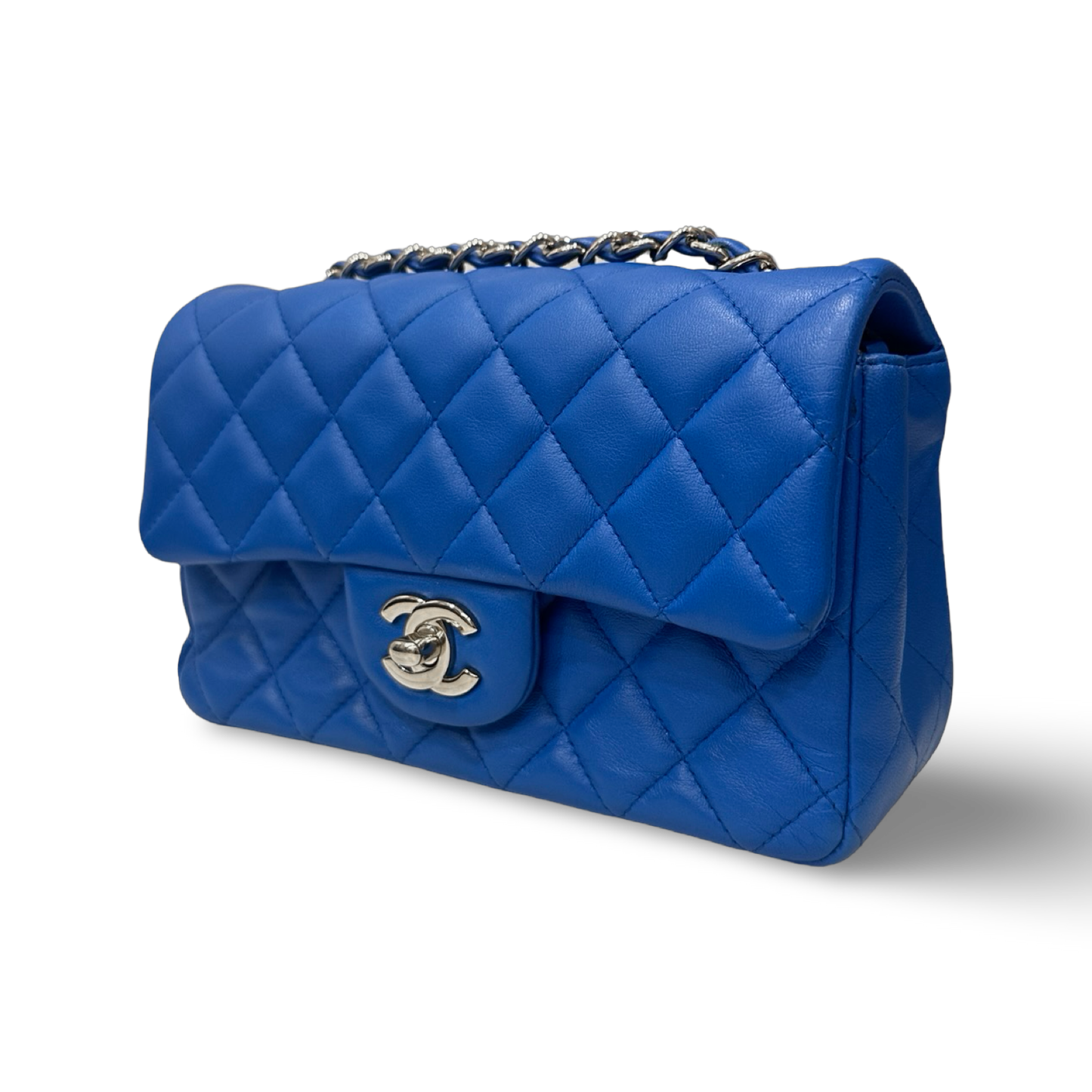 Chanel Quilted Lambskin Rectangular Mini Single Flap - SHW / Royal Blue