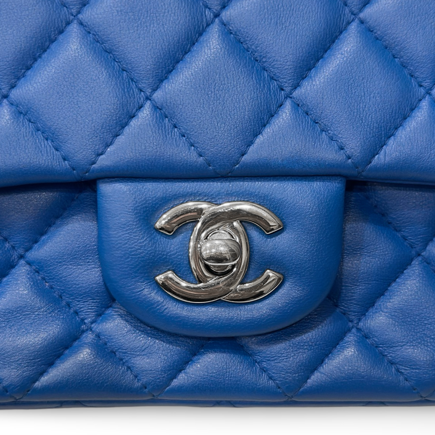Chanel Quilted Lambskin Rectangular Mini Single Flap - SHW / Royal Blue