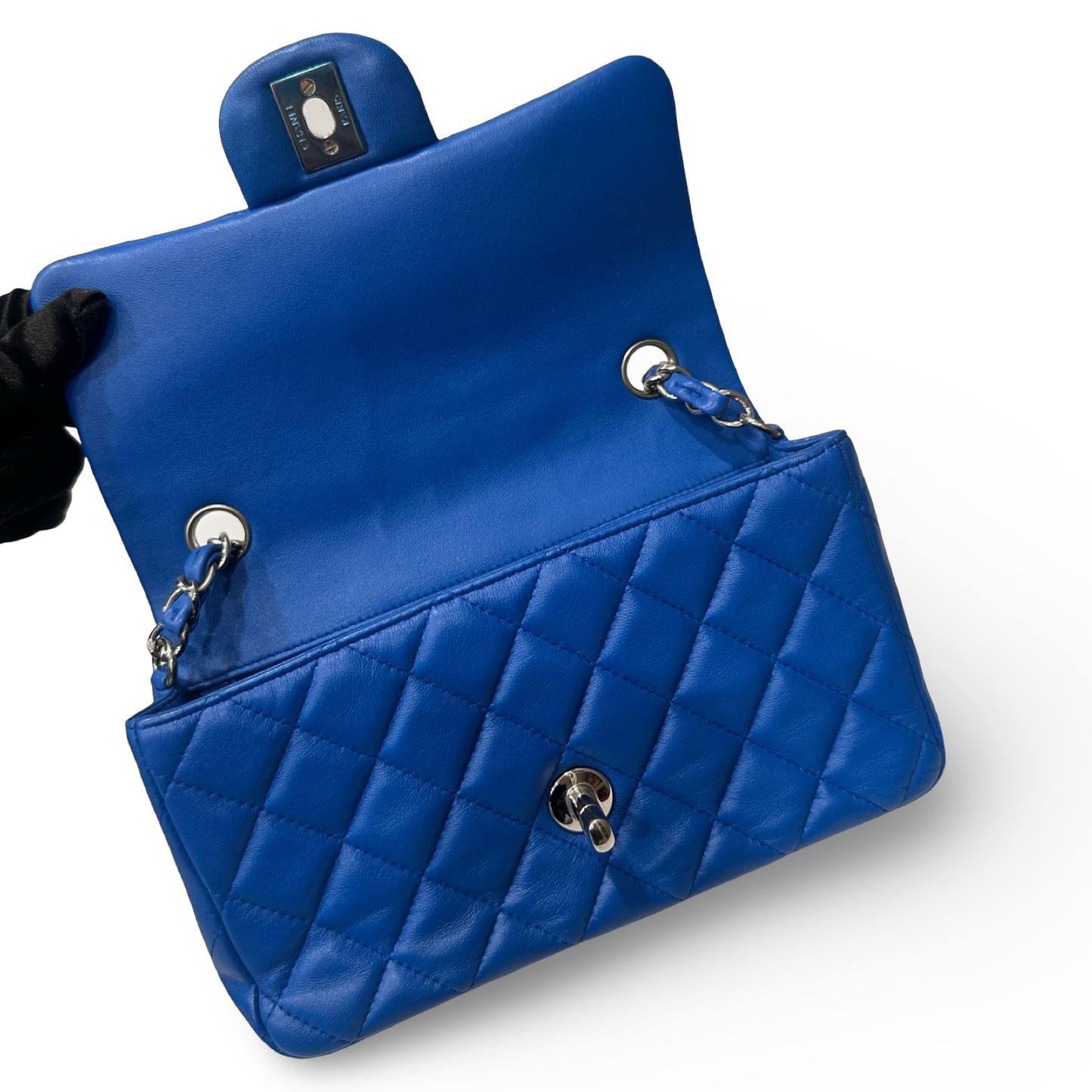 Chanel Quilted Lambskin Rectangular Mini Single Flap - SHW / Royal Blue