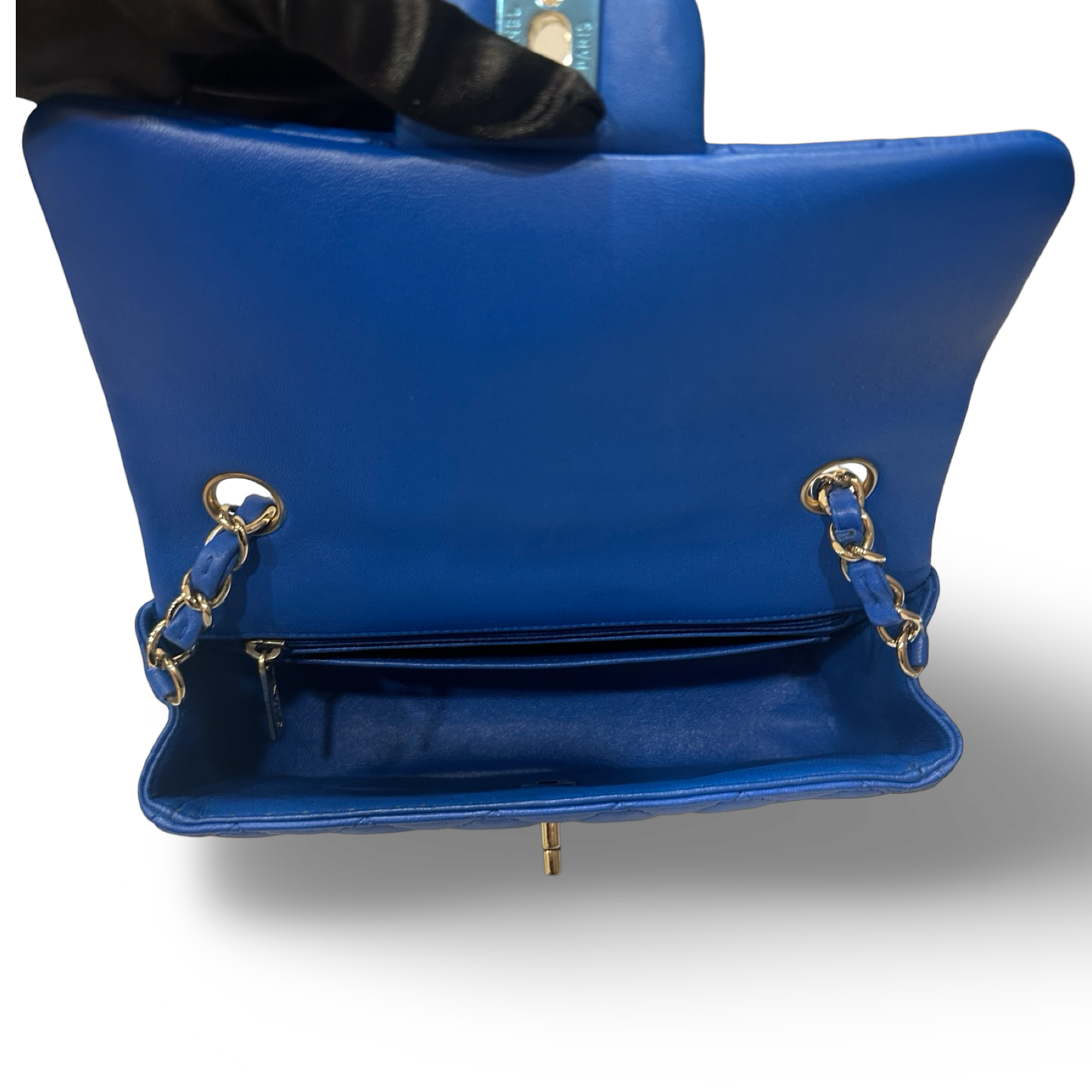 Chanel Quilted Lambskin Rectangular Mini Single Flap - GHW / Royal Blue