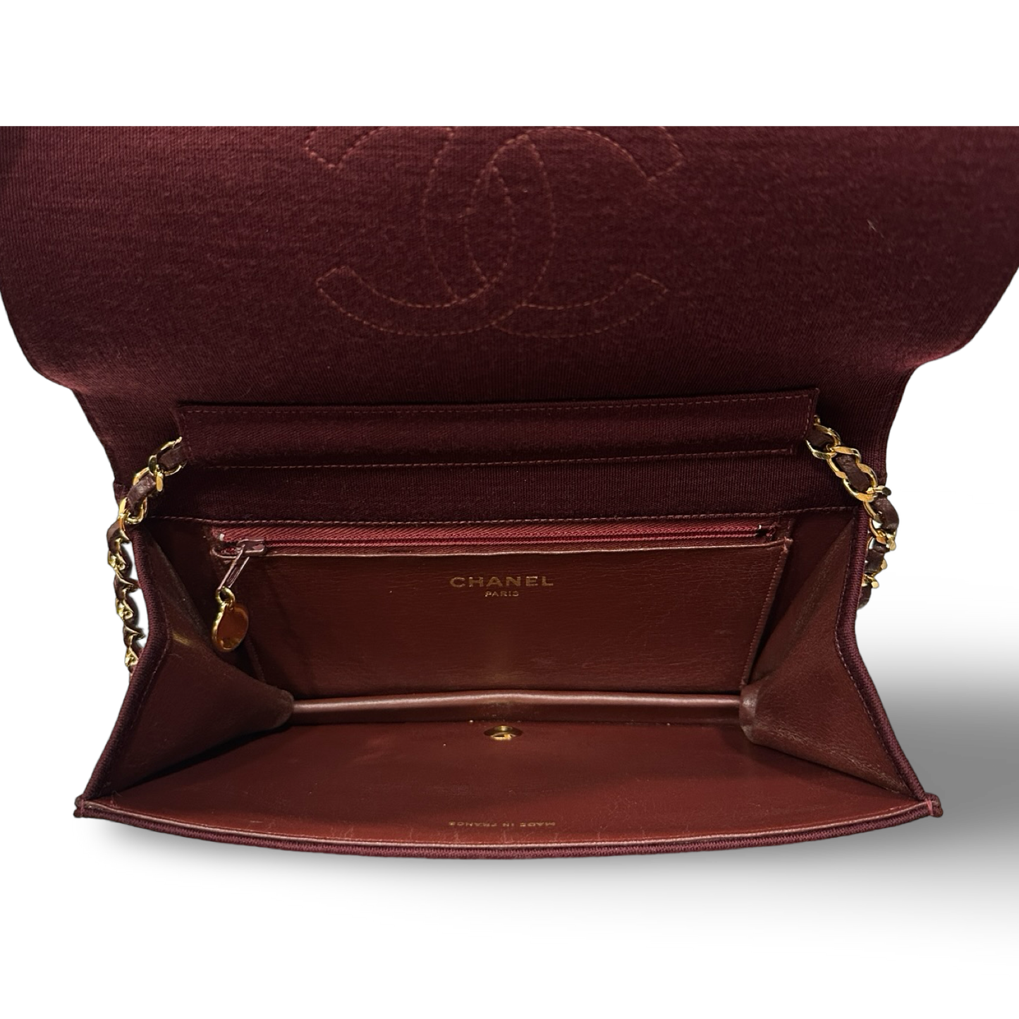 Chanel VIntage Quilted Fabric WOC - GHW / Burgundy