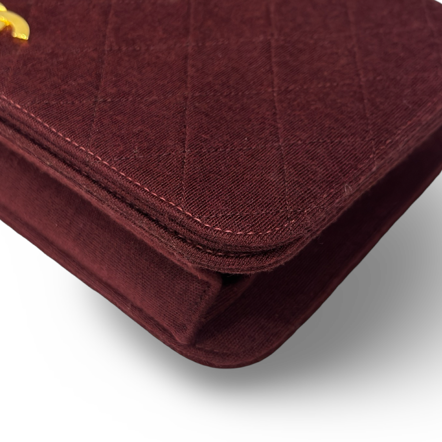 Chanel VIntage Quilted Fabric WOC - GHW / Burgundy