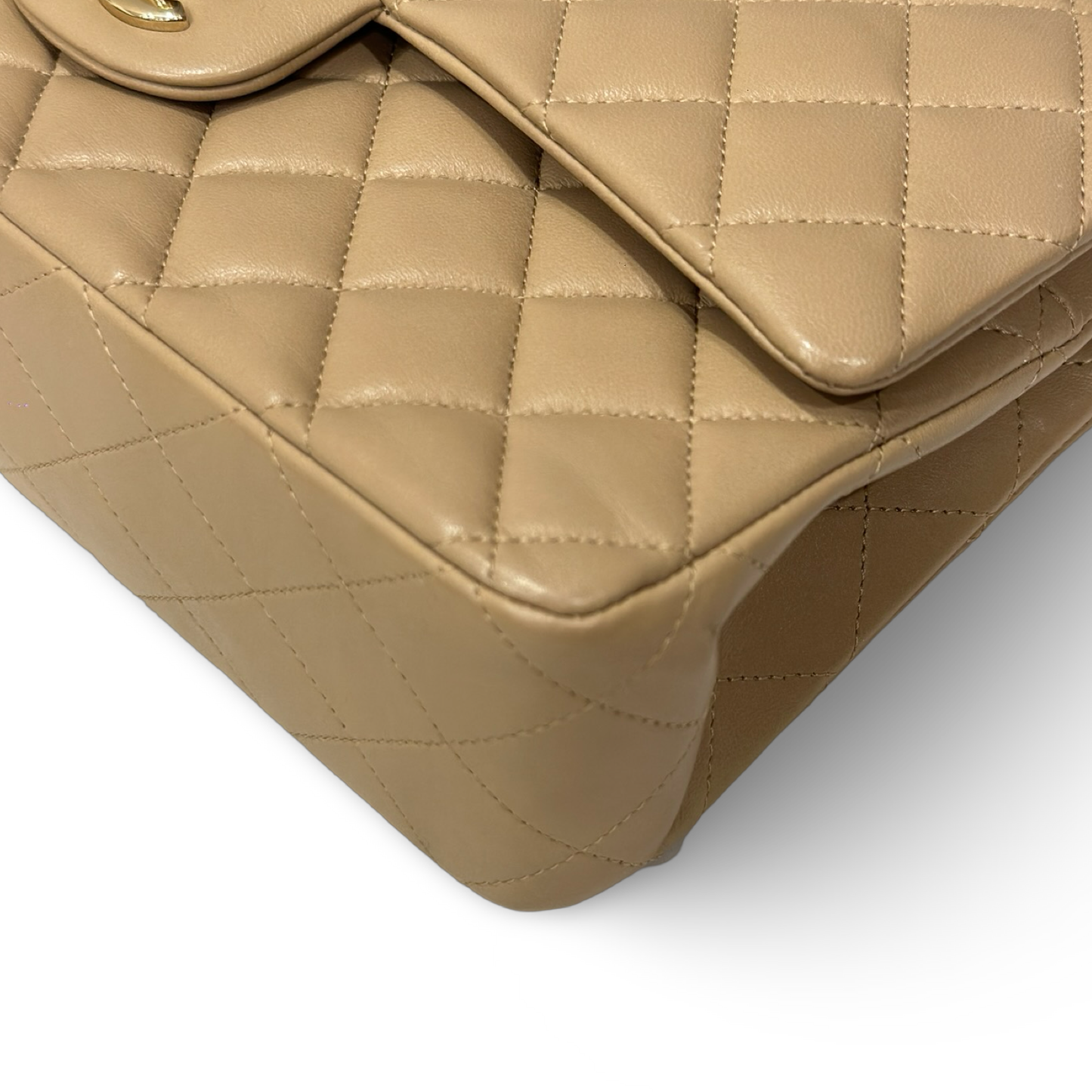 Chanel Quilted Lambskin Medium Double Flap - GHW / Dark Beige