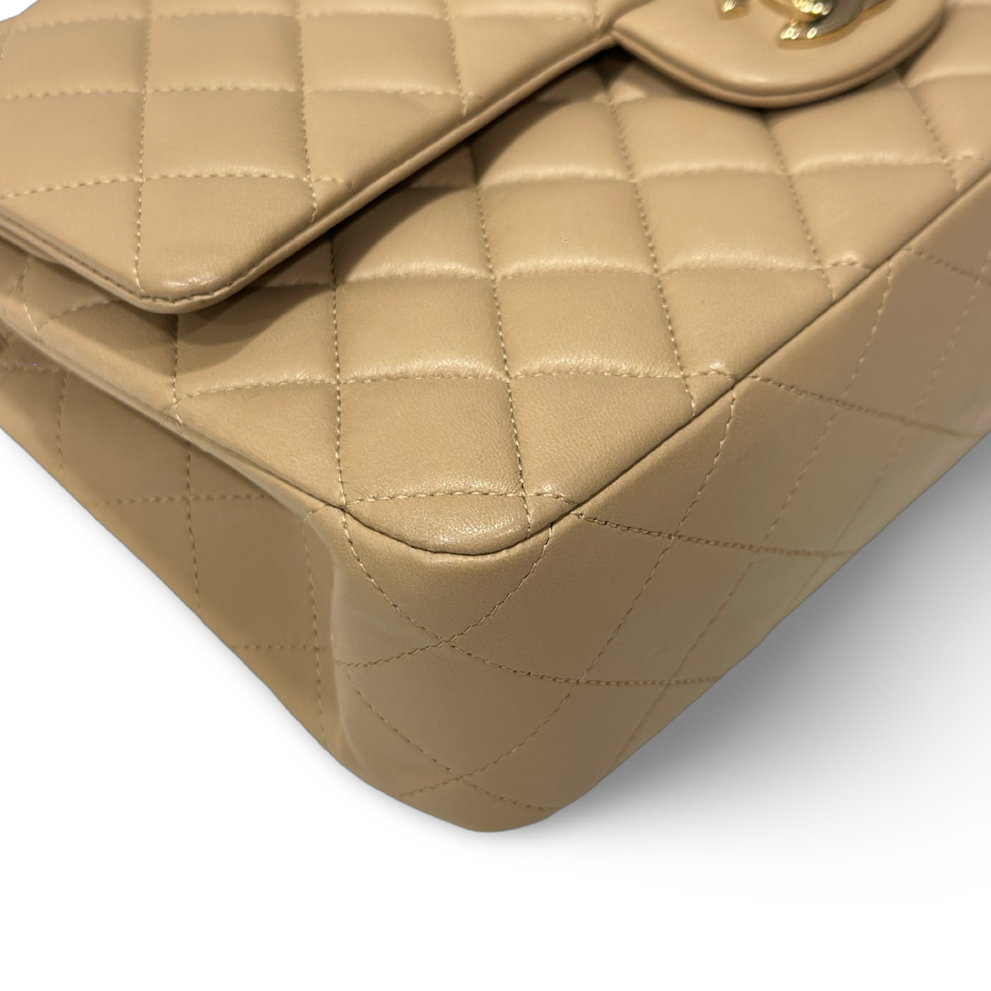Chanel Quilted Lambskin Medium Double Flap - GHW / Dark Beige