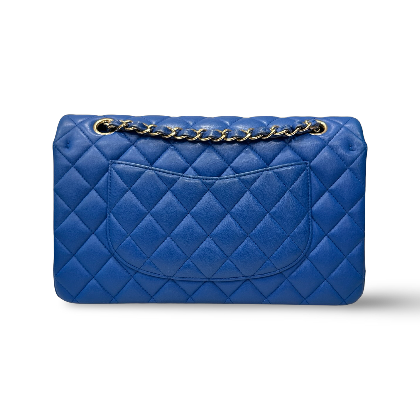 Chanel Classic Lambskin Medium Double Flap - GHW / Blue