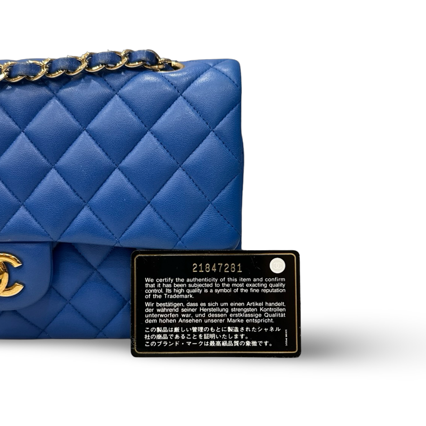 Chanel Classic Lambskin Medium Double Flap - GHW / Blue