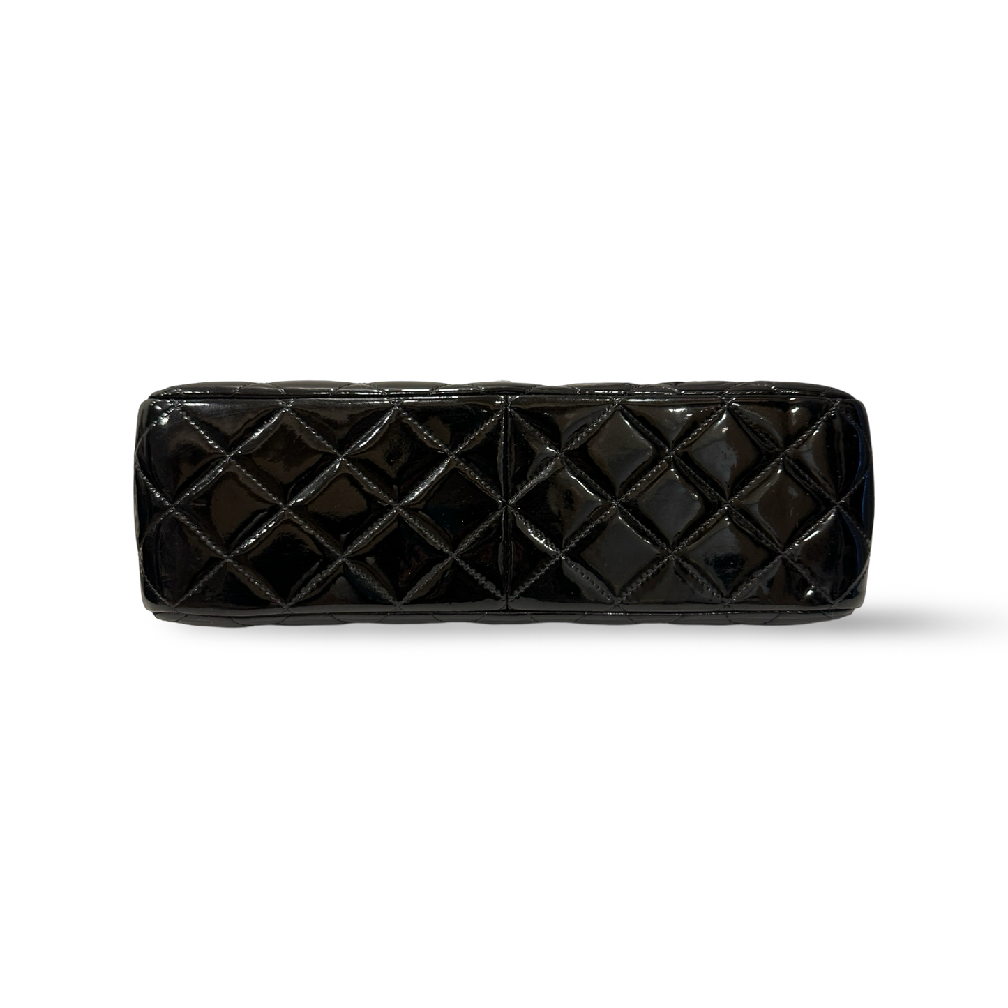 Chanel Jumbo 經典雙蓋菱格紋漆皮 - 黑 / 銀扣