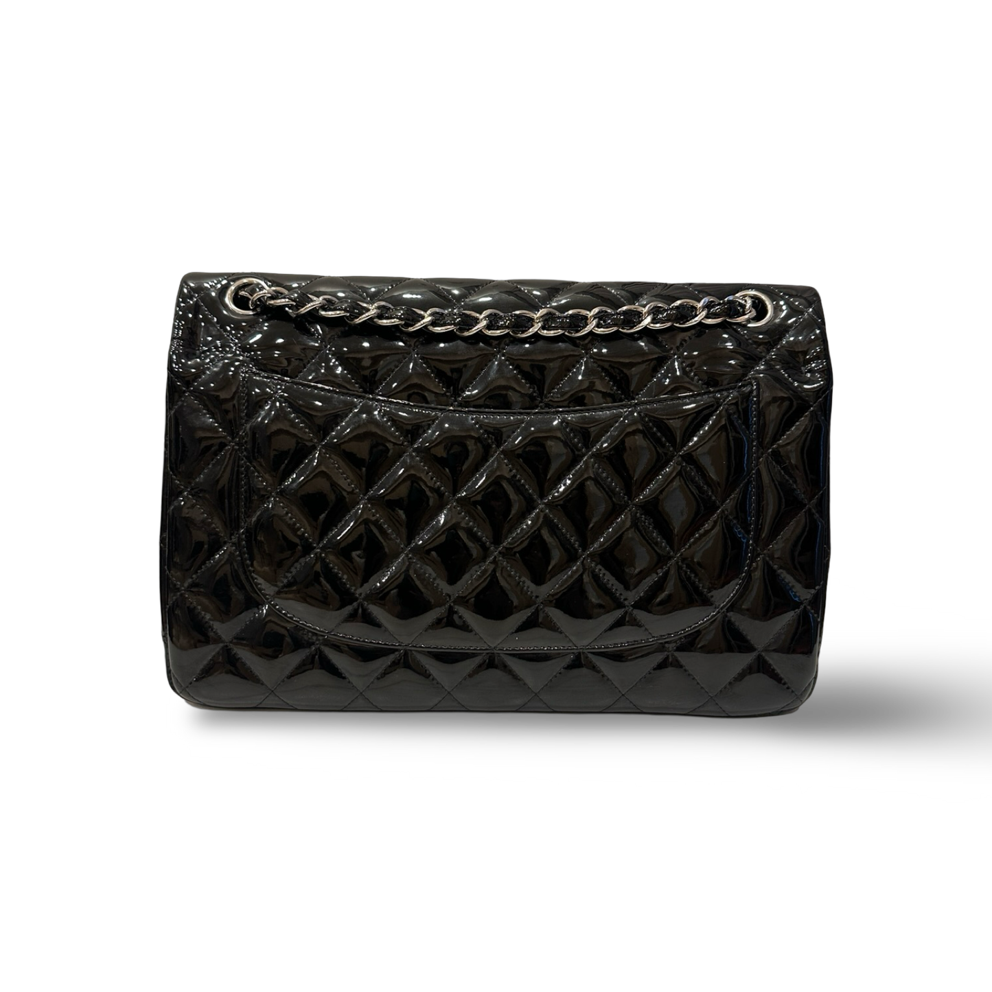 Chanel Quilted Patent Jumbo Double Flap - SHW / Black