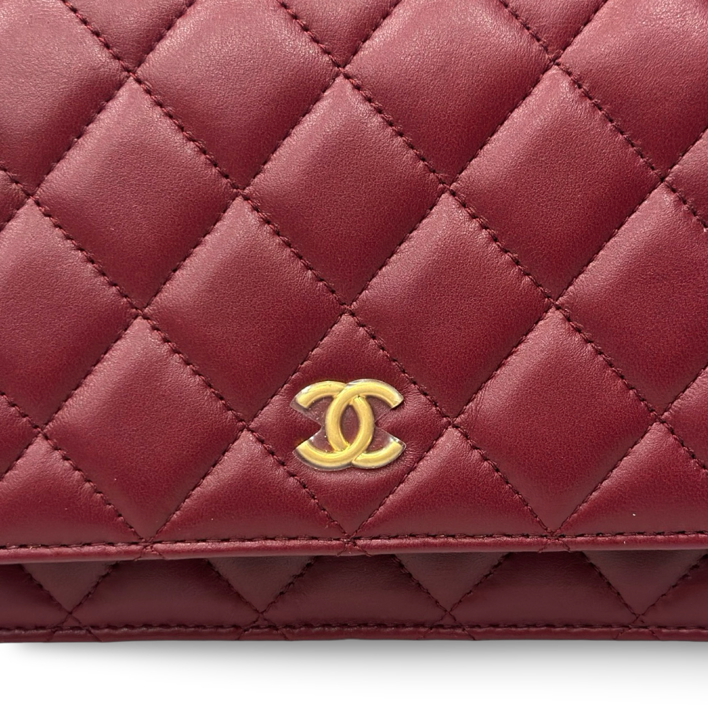 Chanel Quilted Lambskin Coco Hearts Chain WOC Bag - GHW / Burgundy