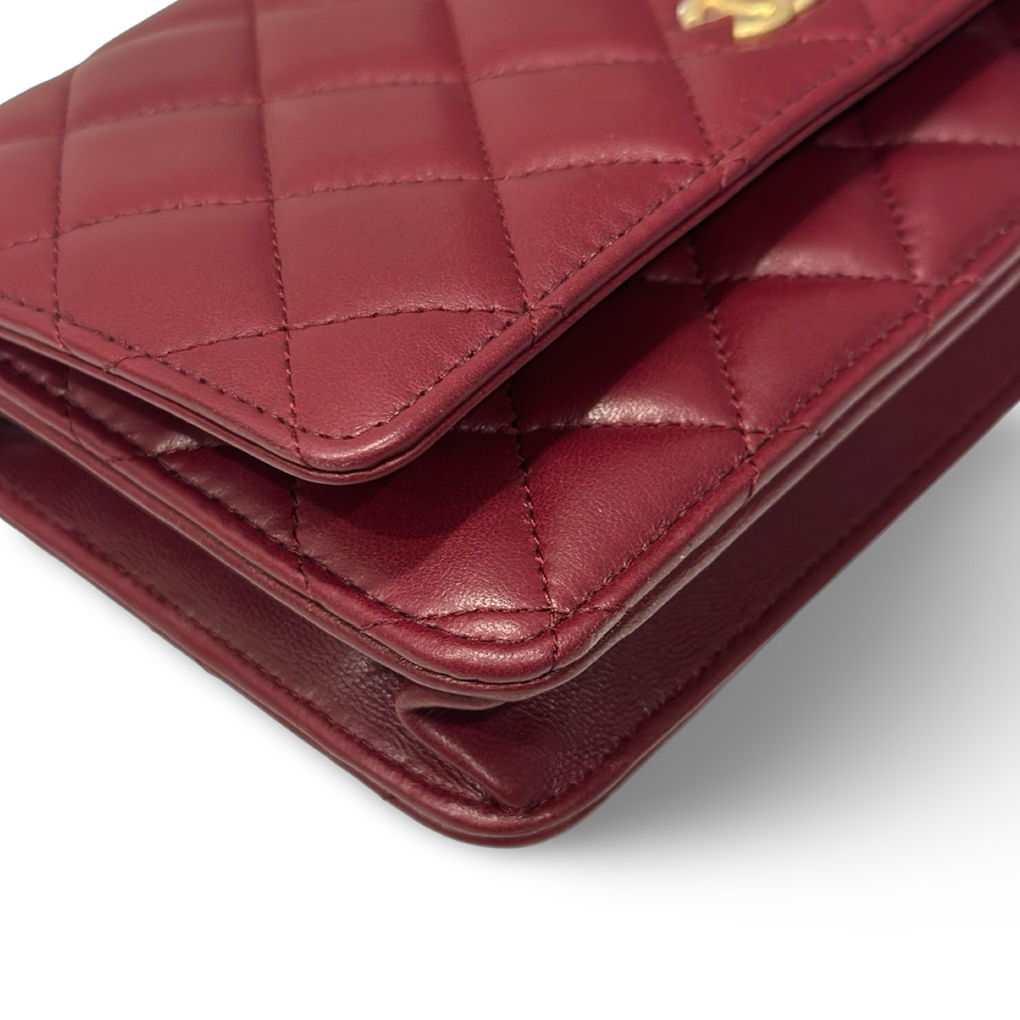 Chanel Quilted Lambskin Coco Hearts Chain WOC Bag - GHW / Burgundy