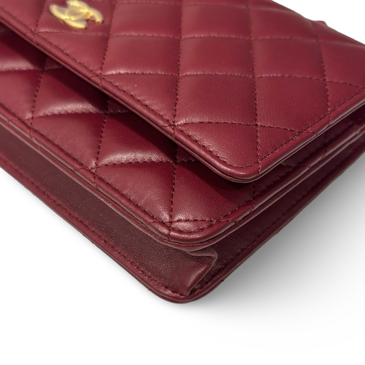 Chanel Quilted Lambskin Coco Hearts Chain WOC Bag - GHW / Burgundy