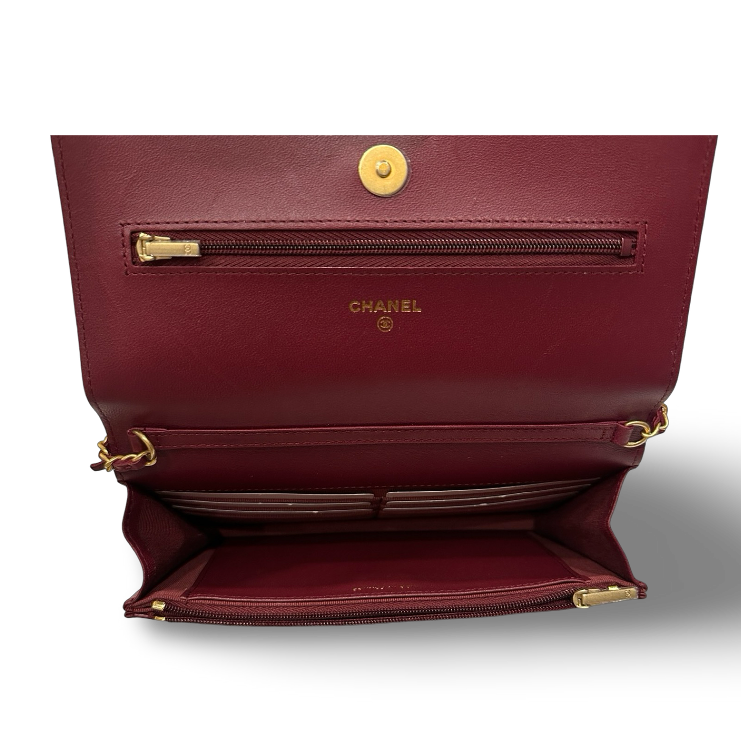 Chanel Quilted Lambskin Coco Hearts Chain WOC Bag - GHW / Burgundy