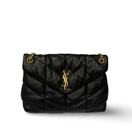 Saint Laurent Quilted Medium Puffer Shoulder Bag - GHW / Black