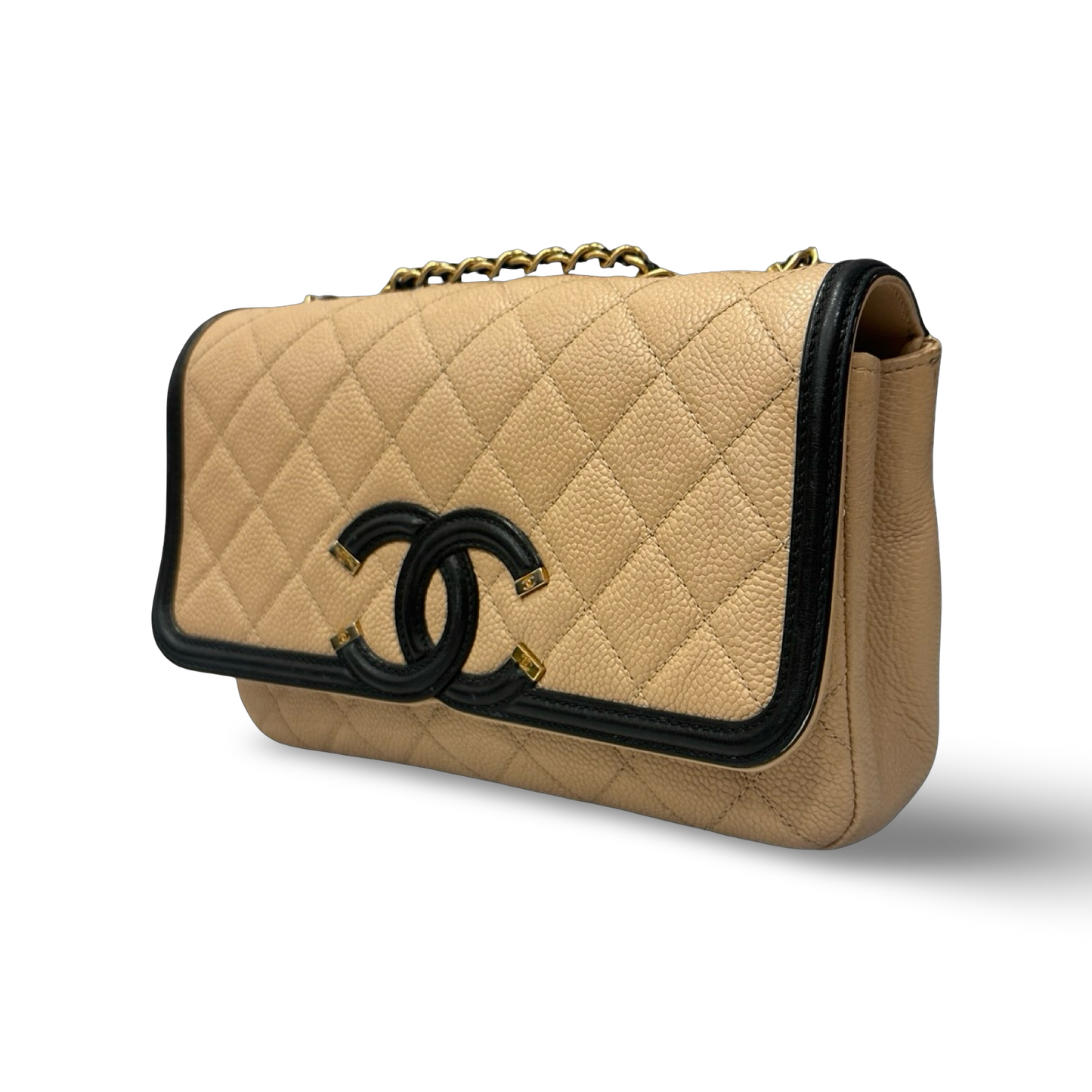 Chanel Quilted Caviar WOC - Bag / Beige Black
