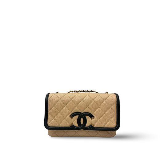 Chanel Quilted Caviar WOC - Bag / Beige Black