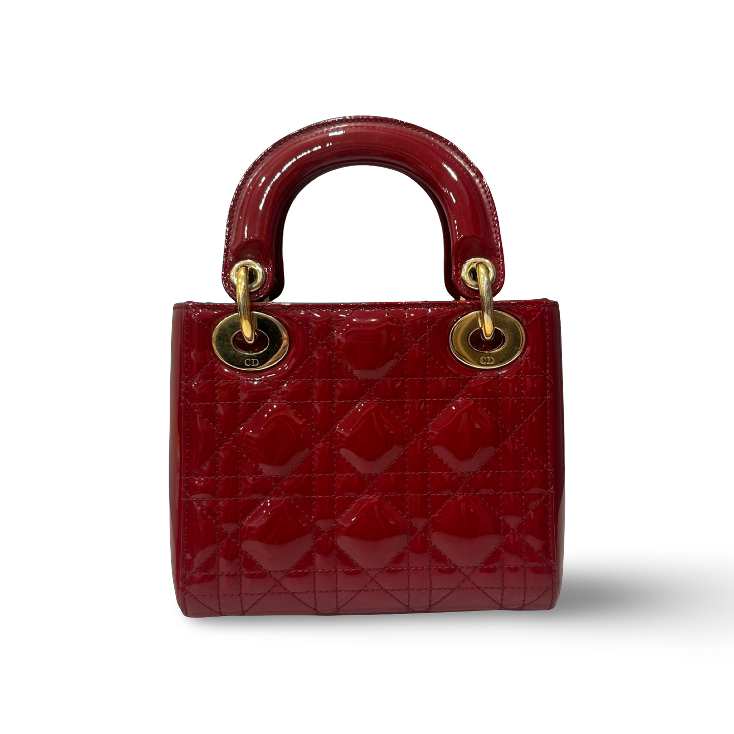 Dior Cannage Patent Mini Lady Bag - GHW / Red