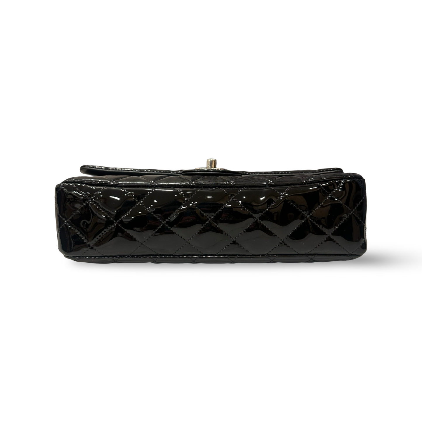 Chanel Quilted Patent Medium Double Flap - SHW / Black