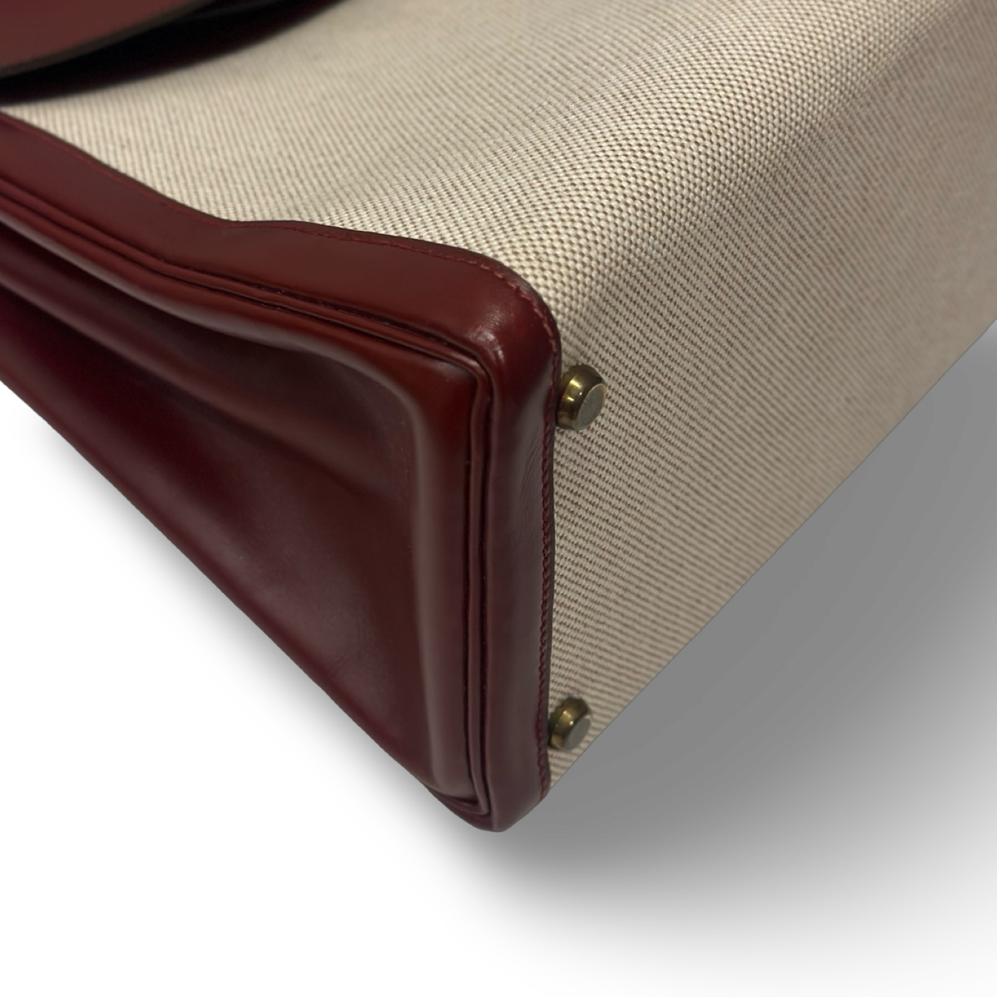 Hermes Vintage Kelly 32 Toile - GHW / Dark Red