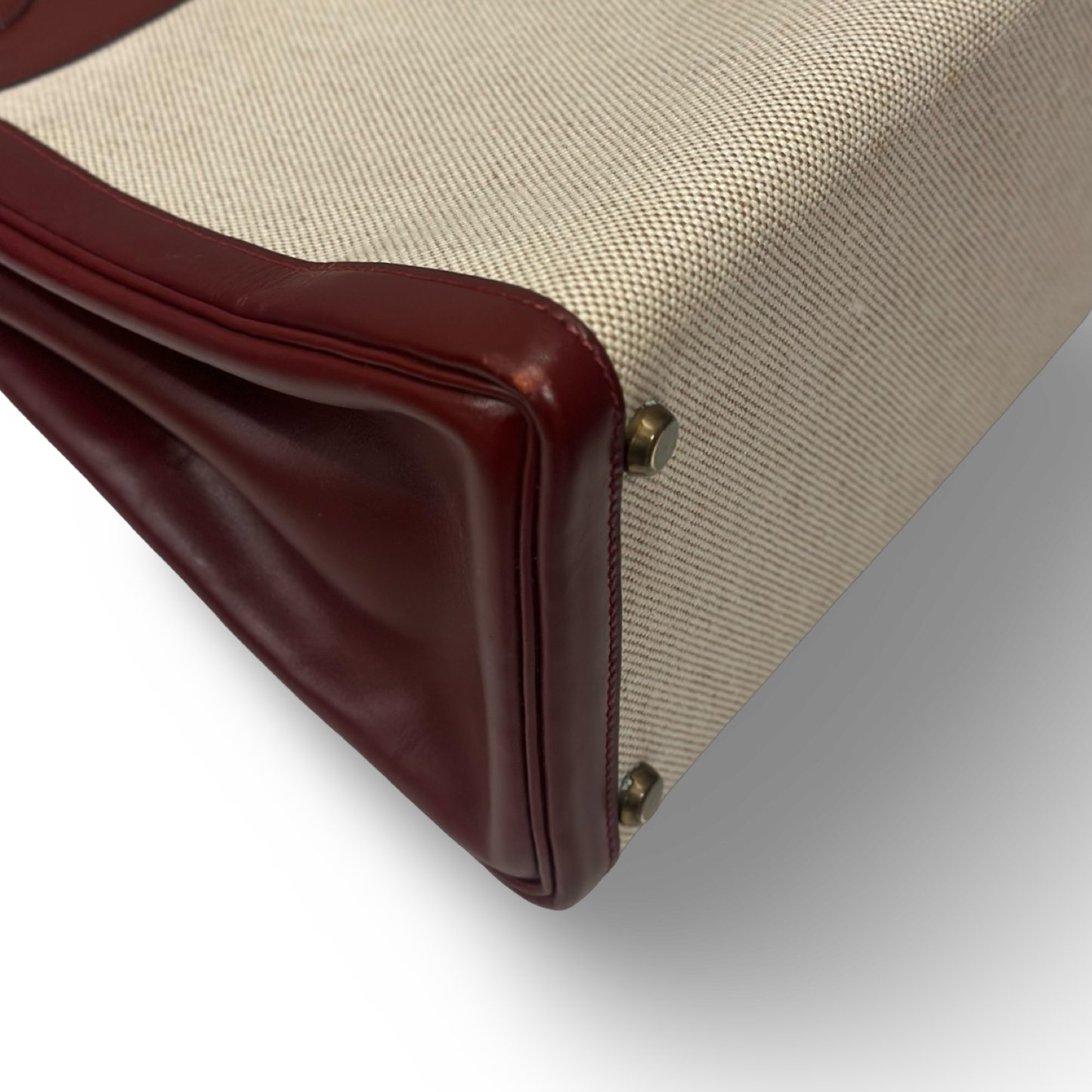 Hermes Vintage Kelly 32 Toile - GHW / Dark Red