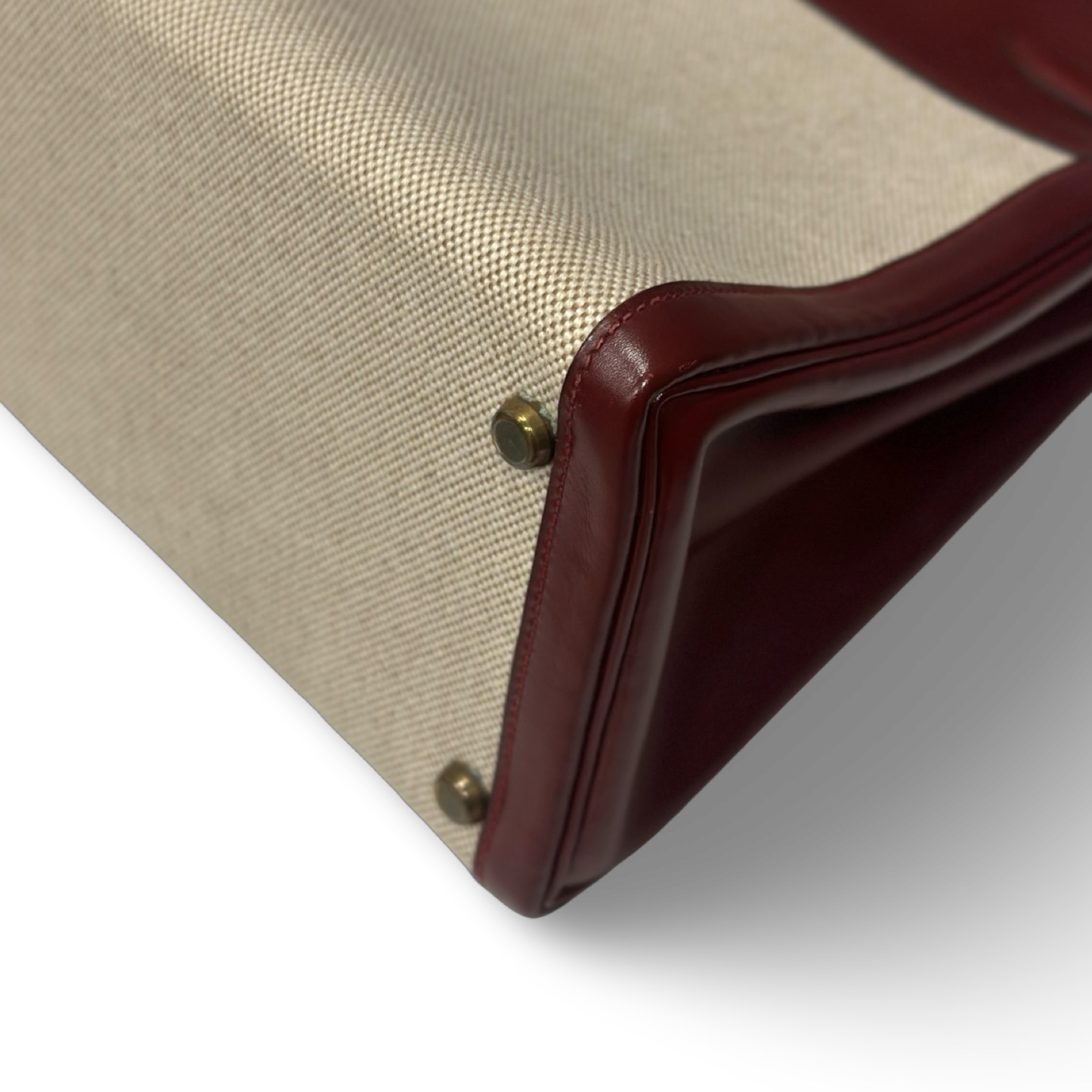Hermes Vintage Kelly 32 Toile - GHW / Dark Red