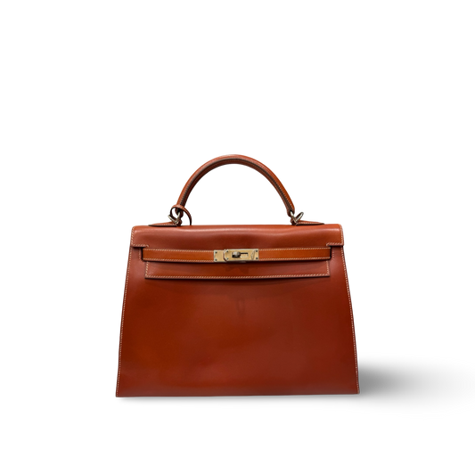 Hermes Vintage Box 32 Kelly Bag - SHW / Red