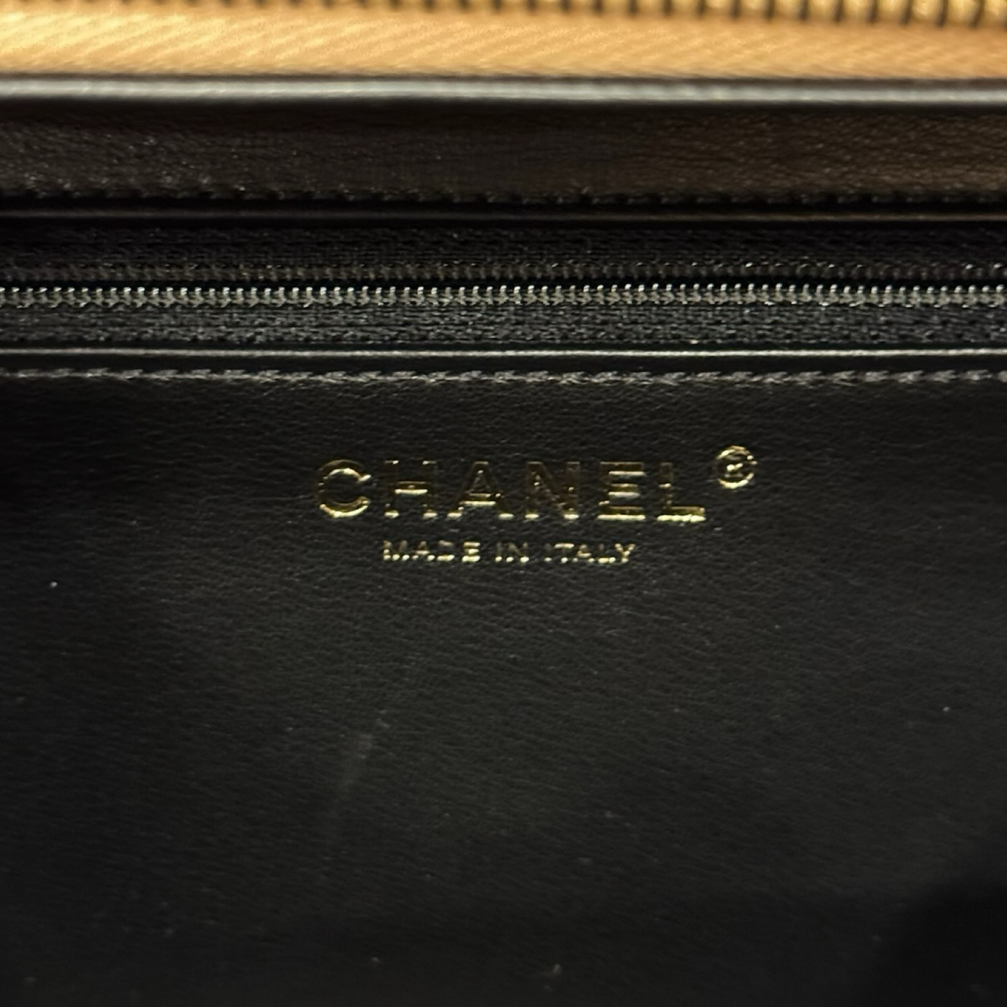 Chanel Quilted Caviar Large Top Handle Vanity Case / Beige Black