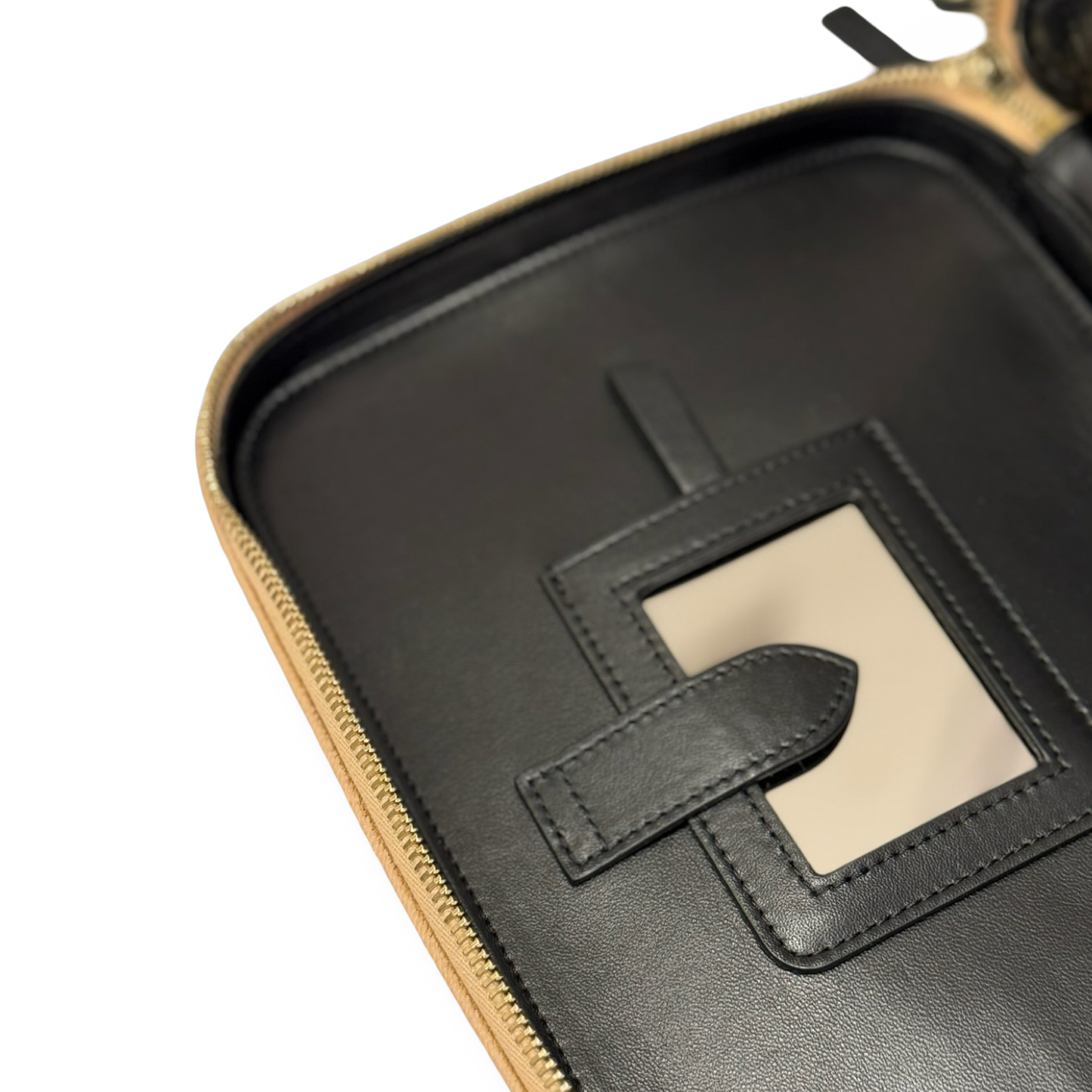 Chanel Quilted Caviar Large Top Handle Vanity Case / Beige Black