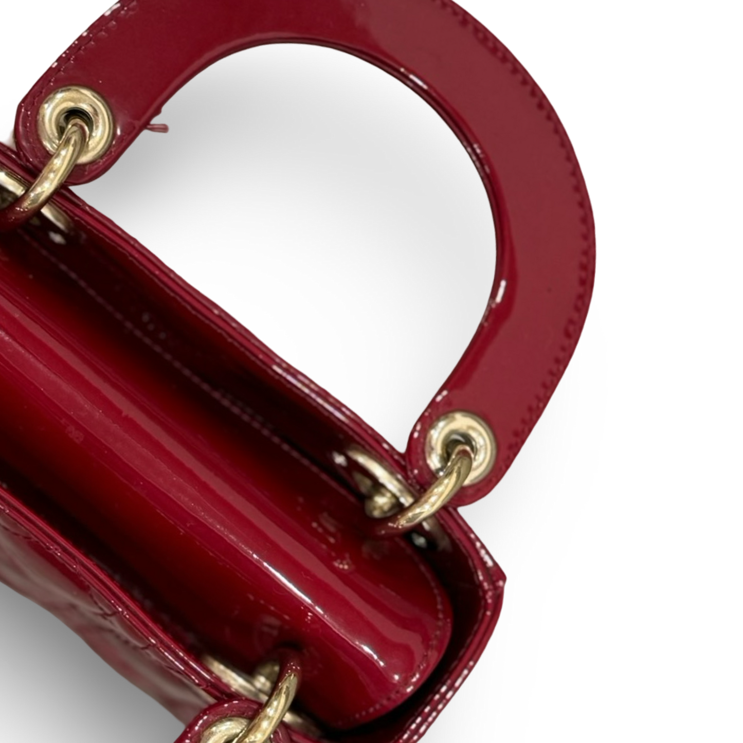Dior Cannage Patent Mini Lady Bag - GHW / Red