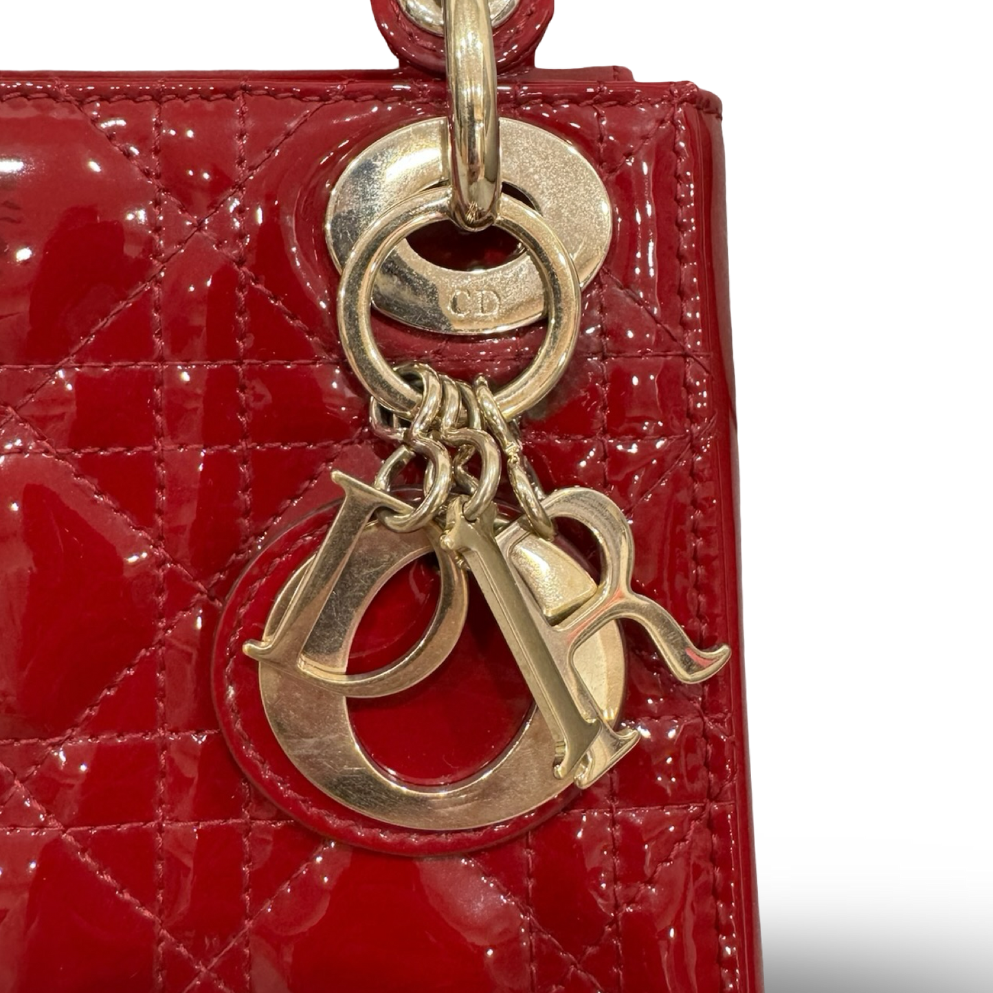 Dior Cannage Patent Mini Lady Bag - GHW / Red