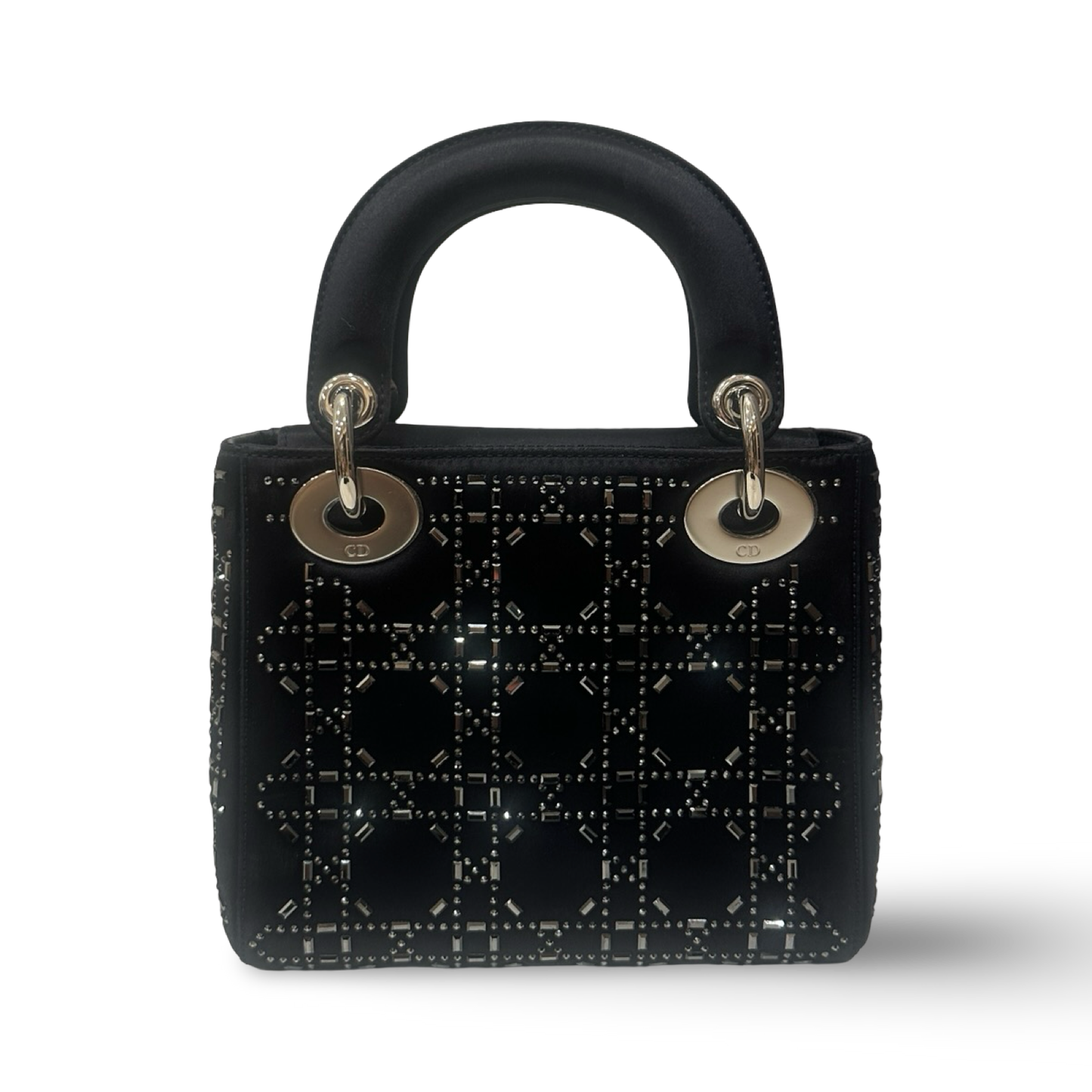 Dior Satin Mini Crystal Lady Bag - SHW / Navy