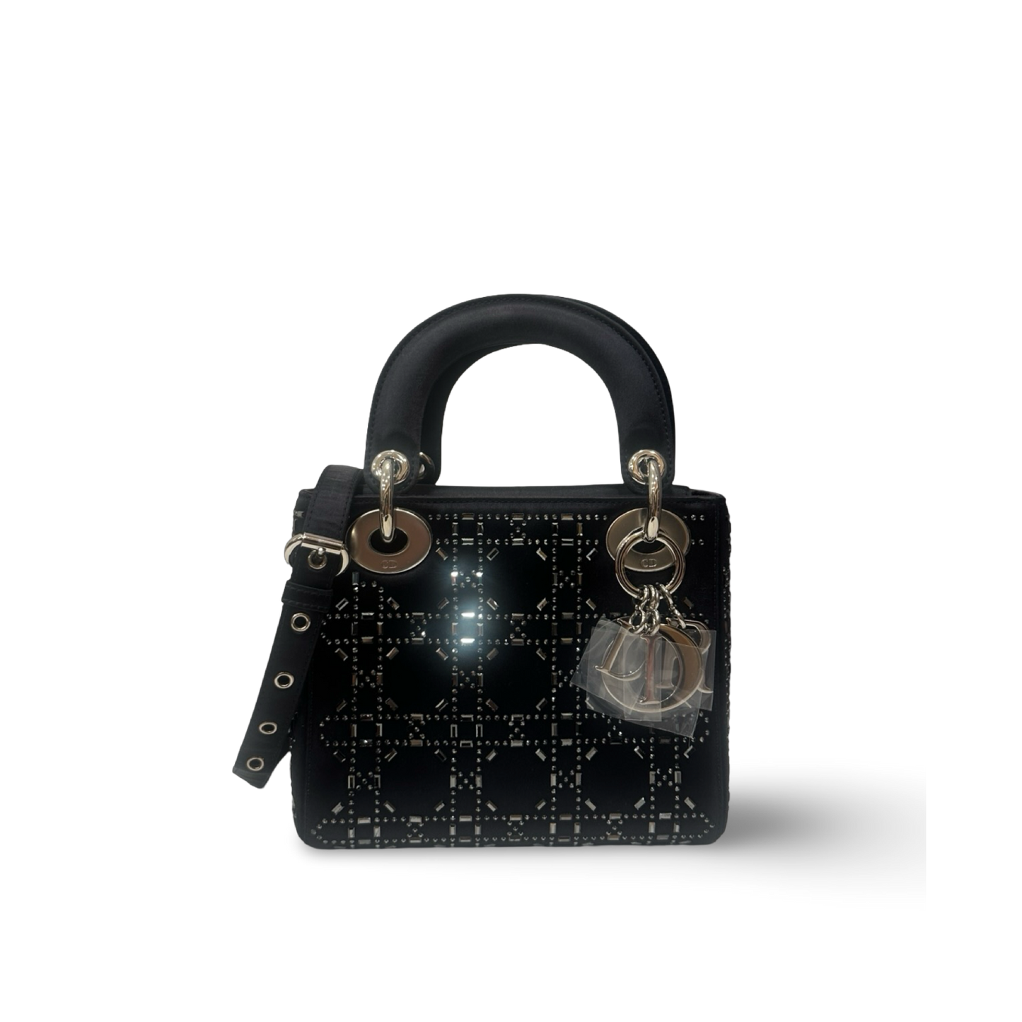Dior Satin Mini Crystal Lady Bag - SHW / Navy