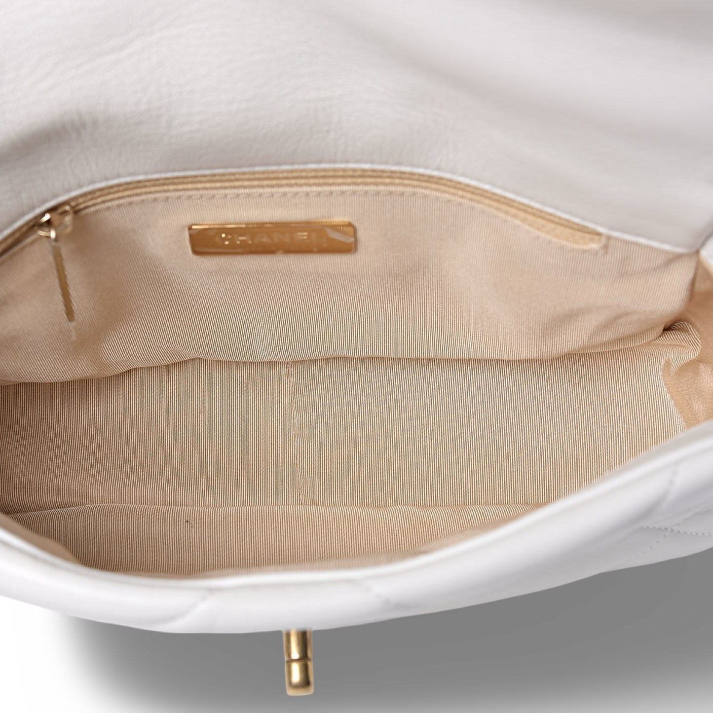 Chanel Quilted Lambskin Medium 19 Bag - GHW / White