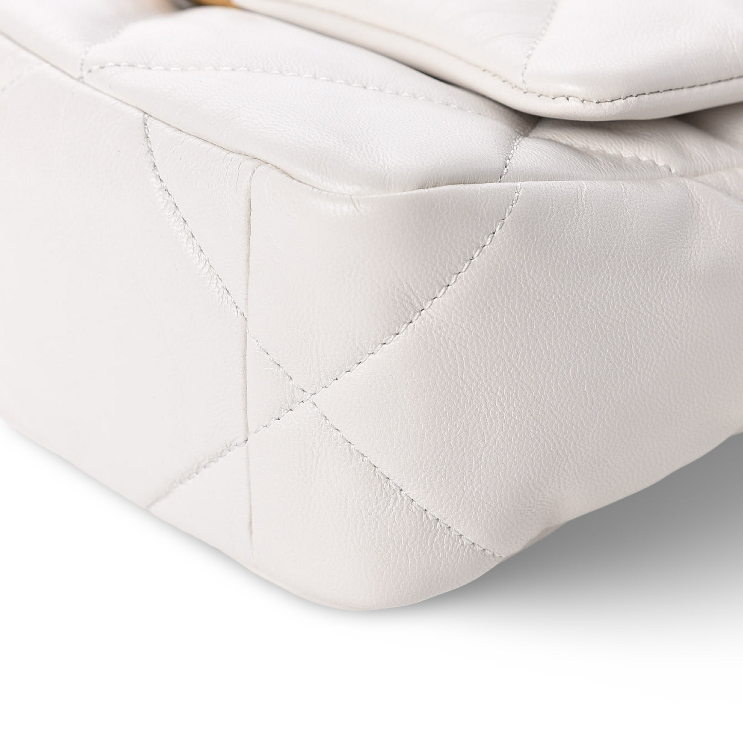 Chanel Quilted Lambskin Medium 19 Bag - GHW / White