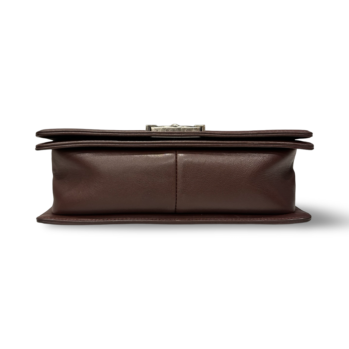 Chanel Chevron Calfskin New Medium Boy Bag - Aged SHW / Burgundy
