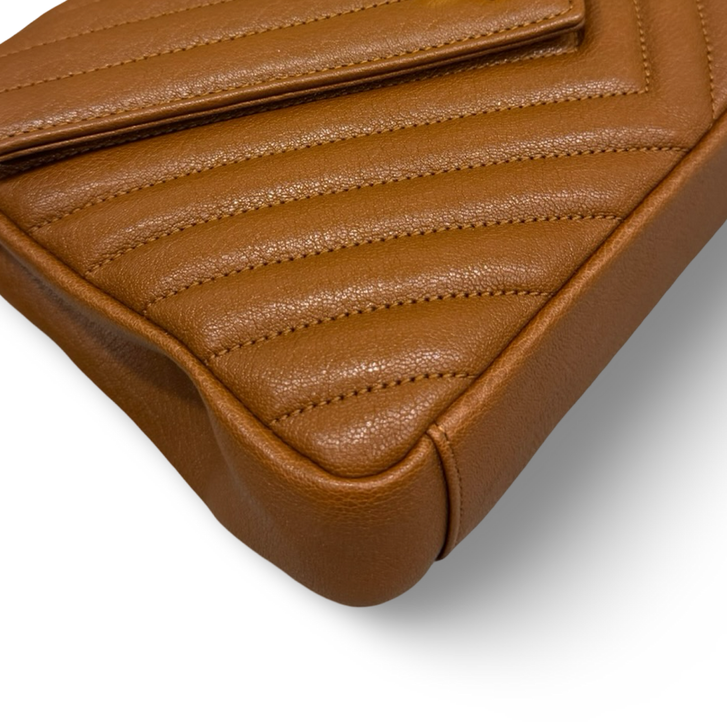 Saint Laurent Calfskin Matelasse Monogram Medium College Bag - GHW / Caramel