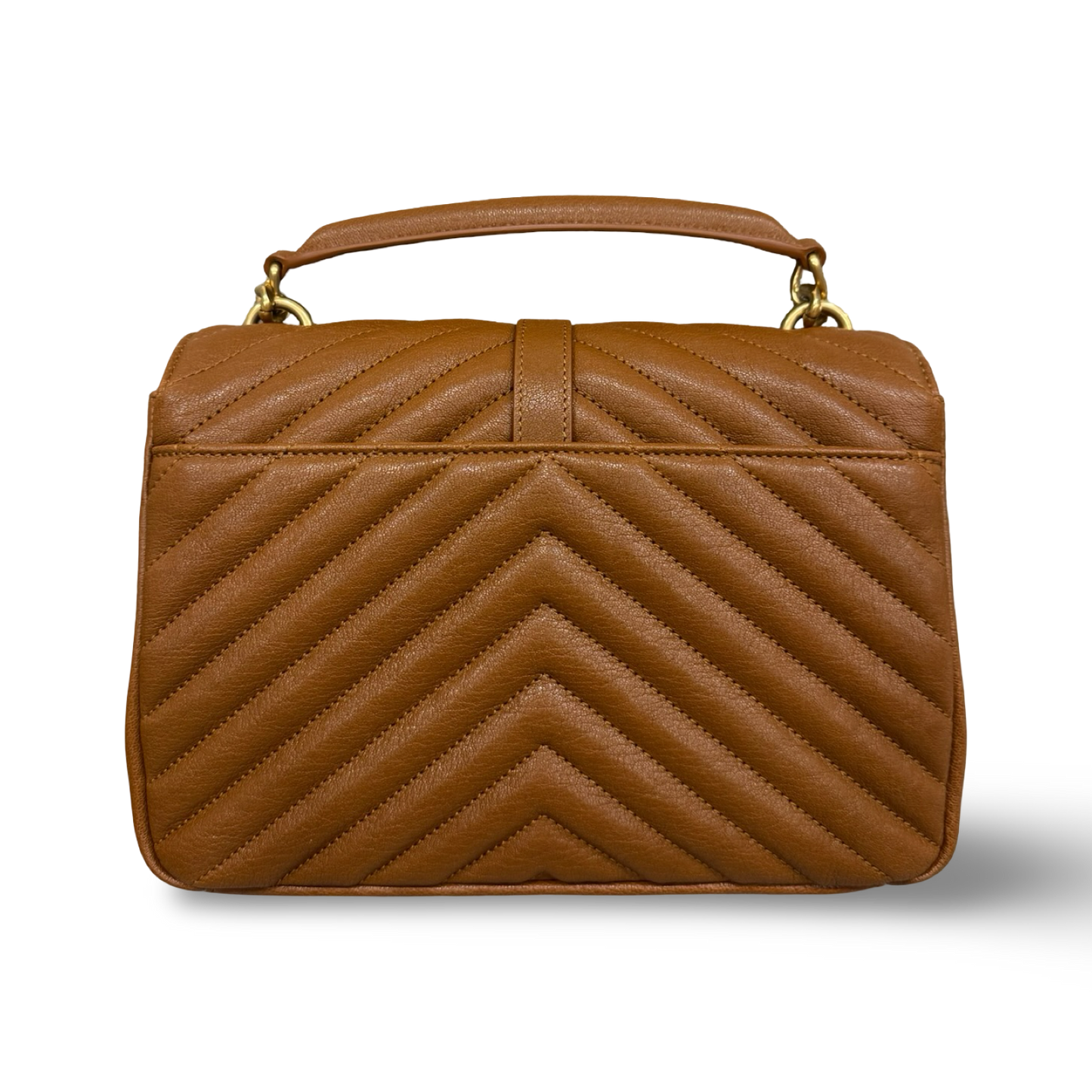Saint Laurent Calfskin Matelasse Monogram Medium College Bag - GHW / Caramel