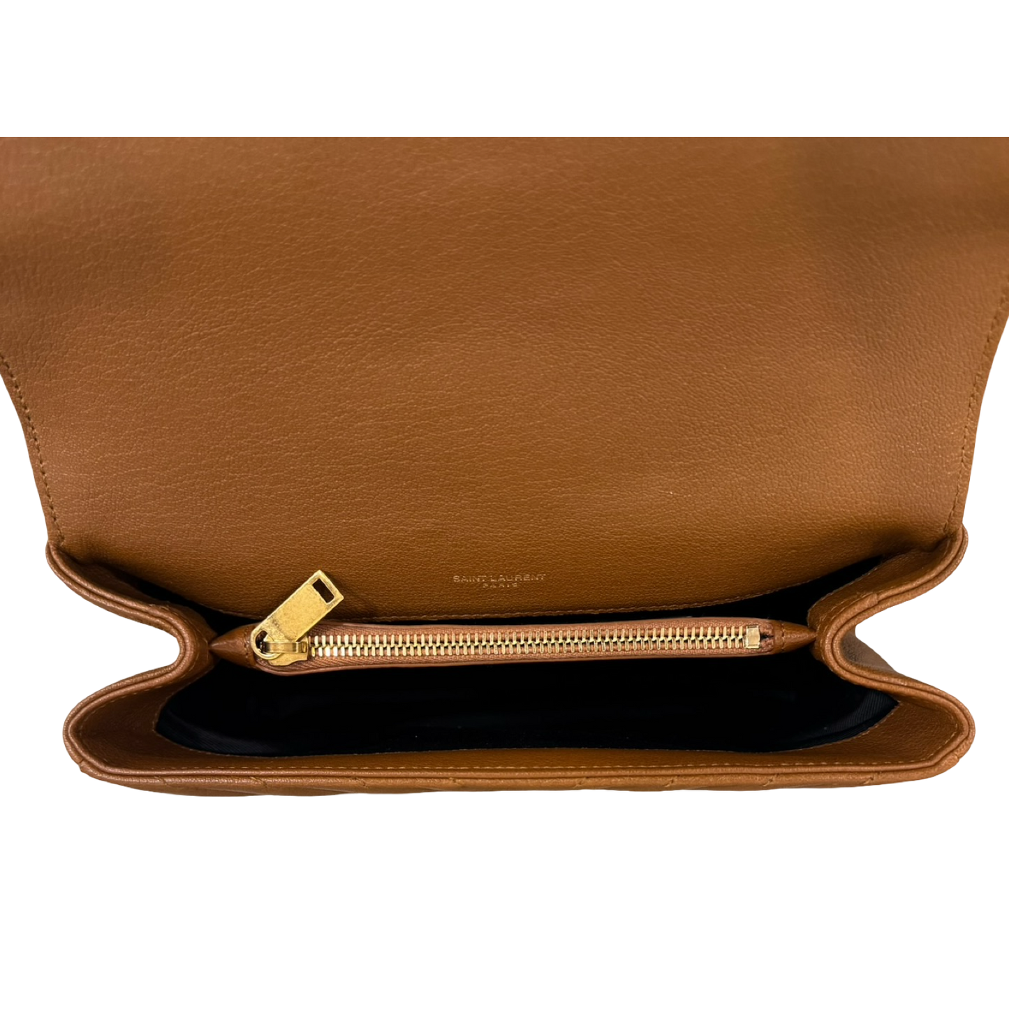 Saint Laurent Calfskin Matelasse Monogram Medium College Bag - GHW / Caramel