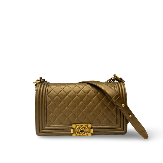 Chanel Quilted Medium Boy Bag - Aged GHW / Gold