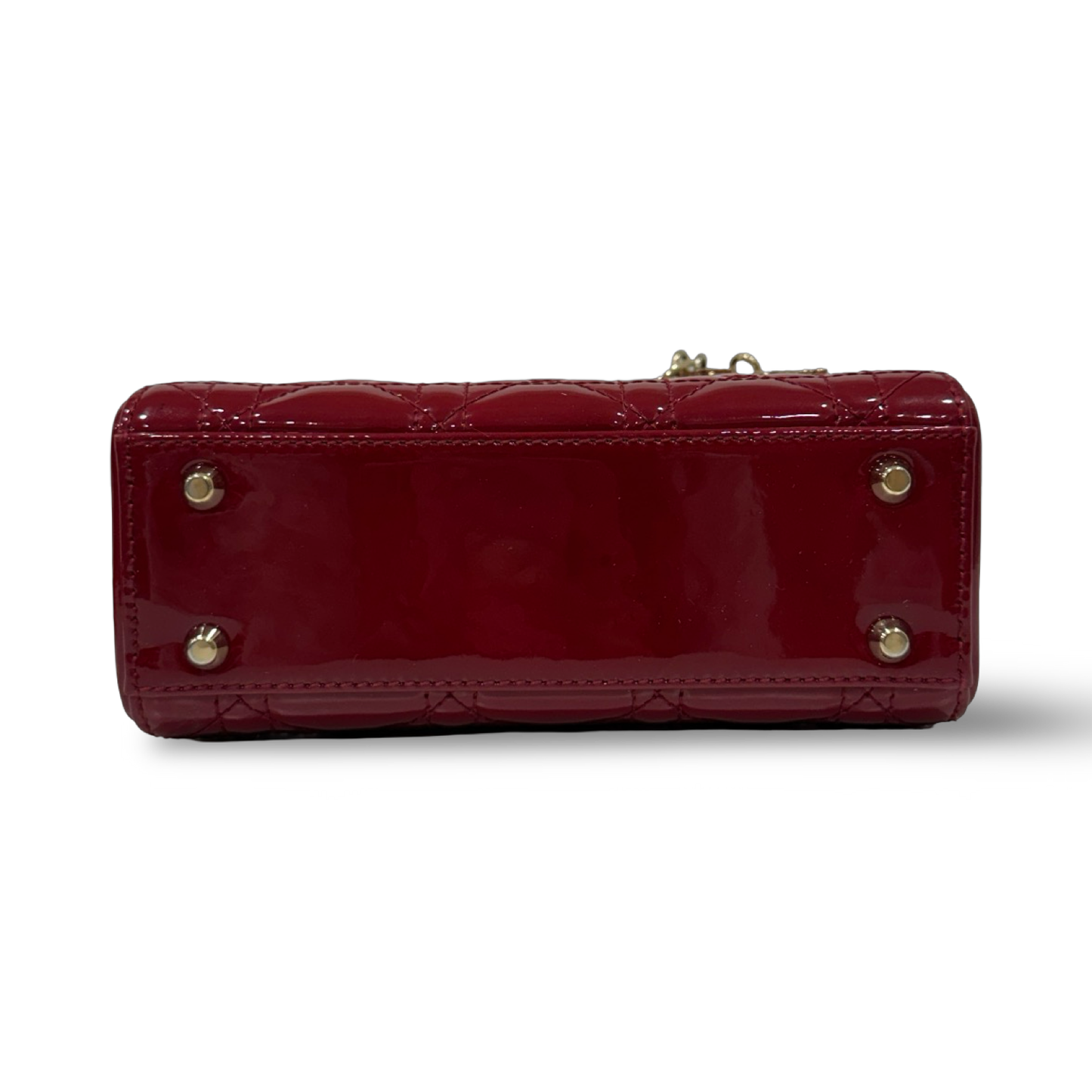 Dior Cannage Patent Mini Lady Dior - GHW / Red