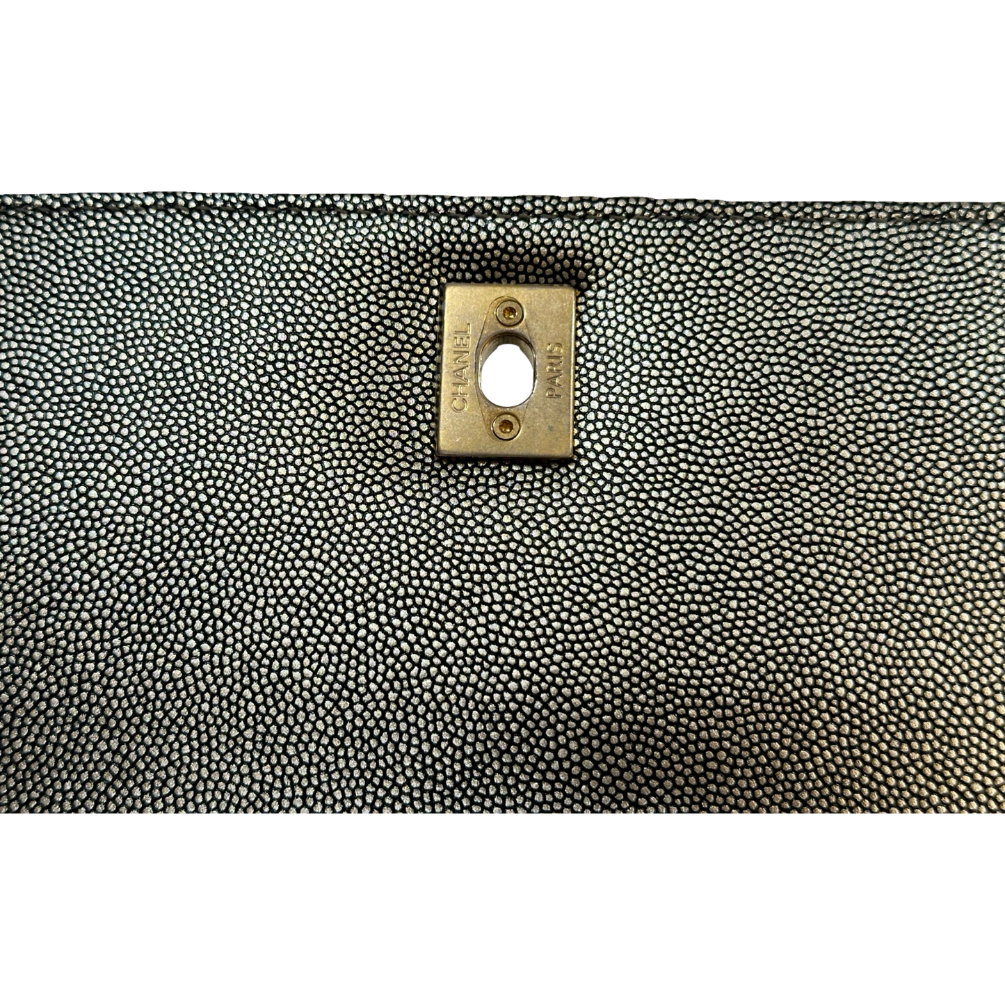 Chanel Classic Caviar Medium Coco Handle Flap Metallic